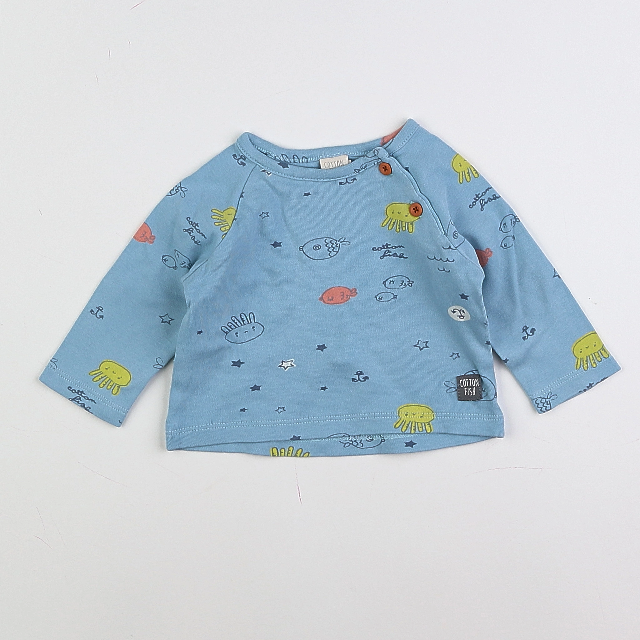 Cotton Fish - tee-shirt bleu - 3 mois