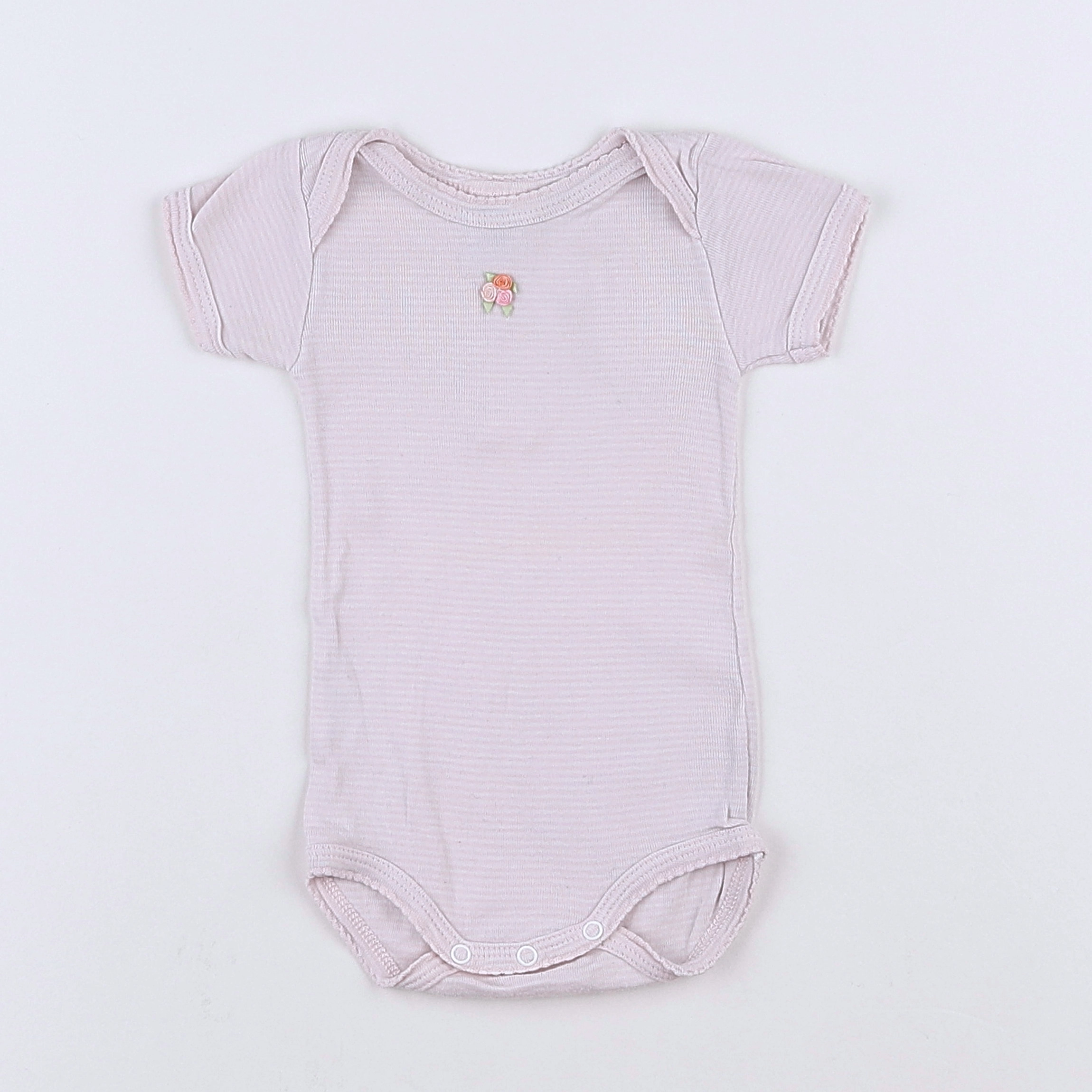 Petit Bateau - body blanc, rose - 3 mois