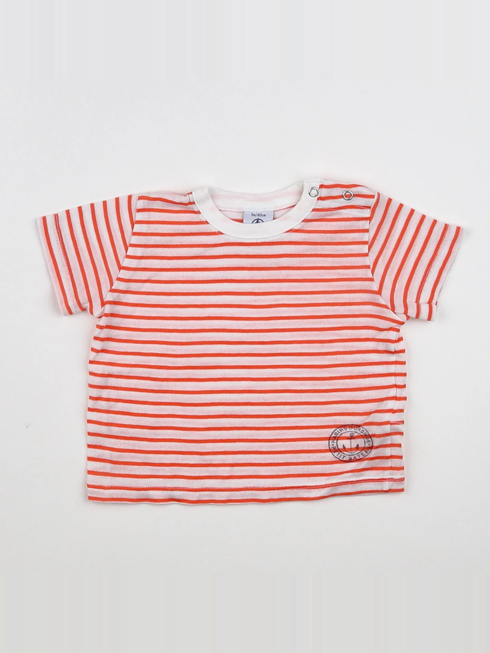 Petit Bateau - tee-shirt blanc, orange - 3 mois