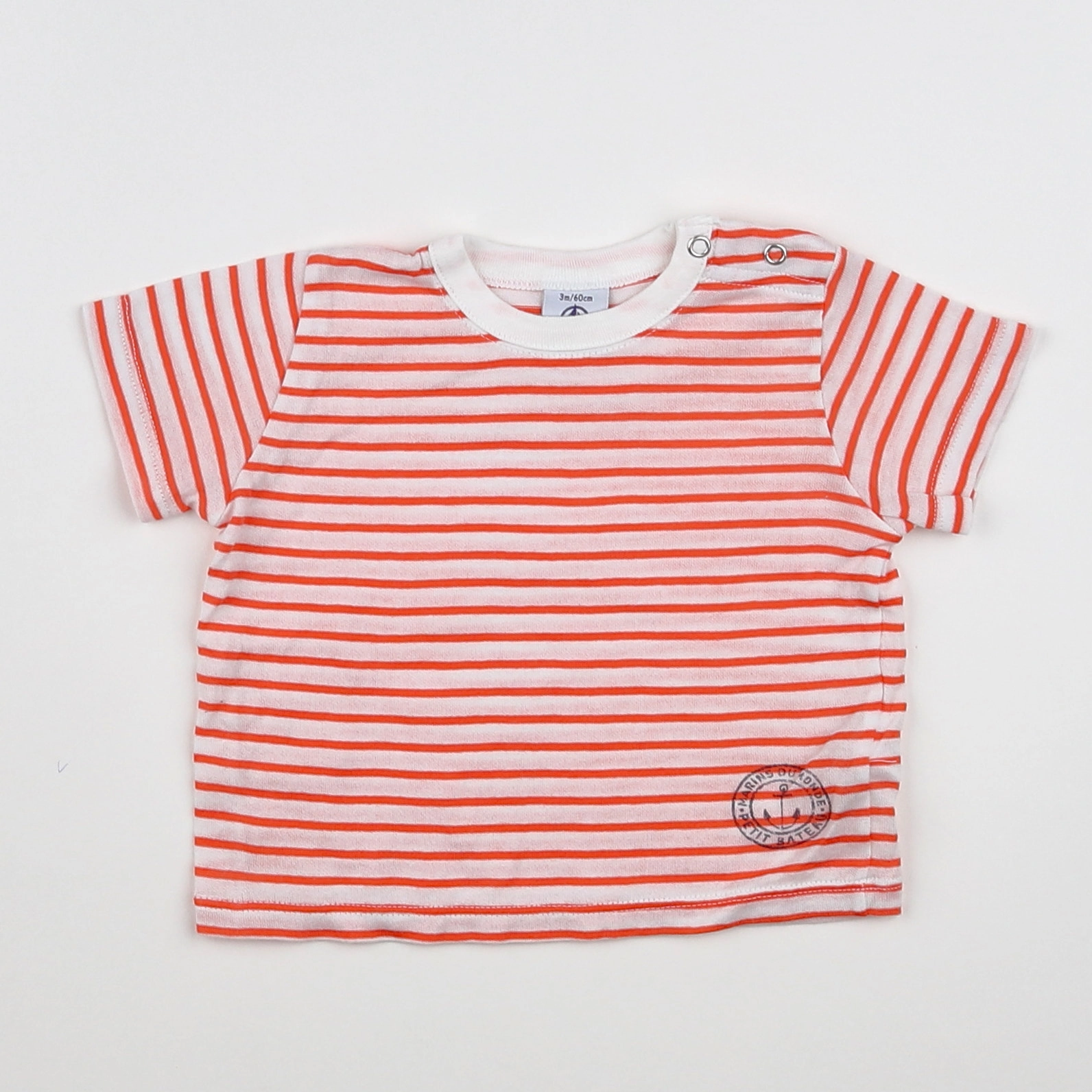 Petit Bateau - tee-shirt blanc, orange - 3 mois