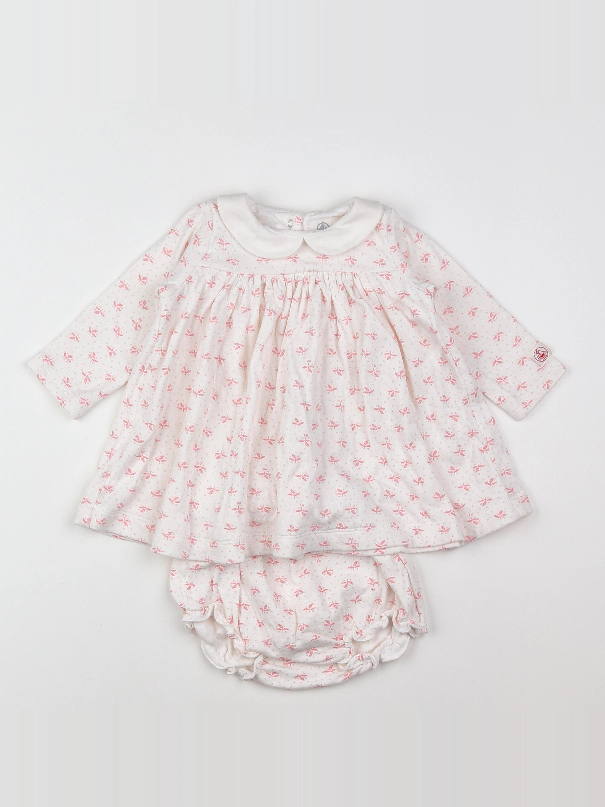 Petit Bateau - robe blanc - 12 mois