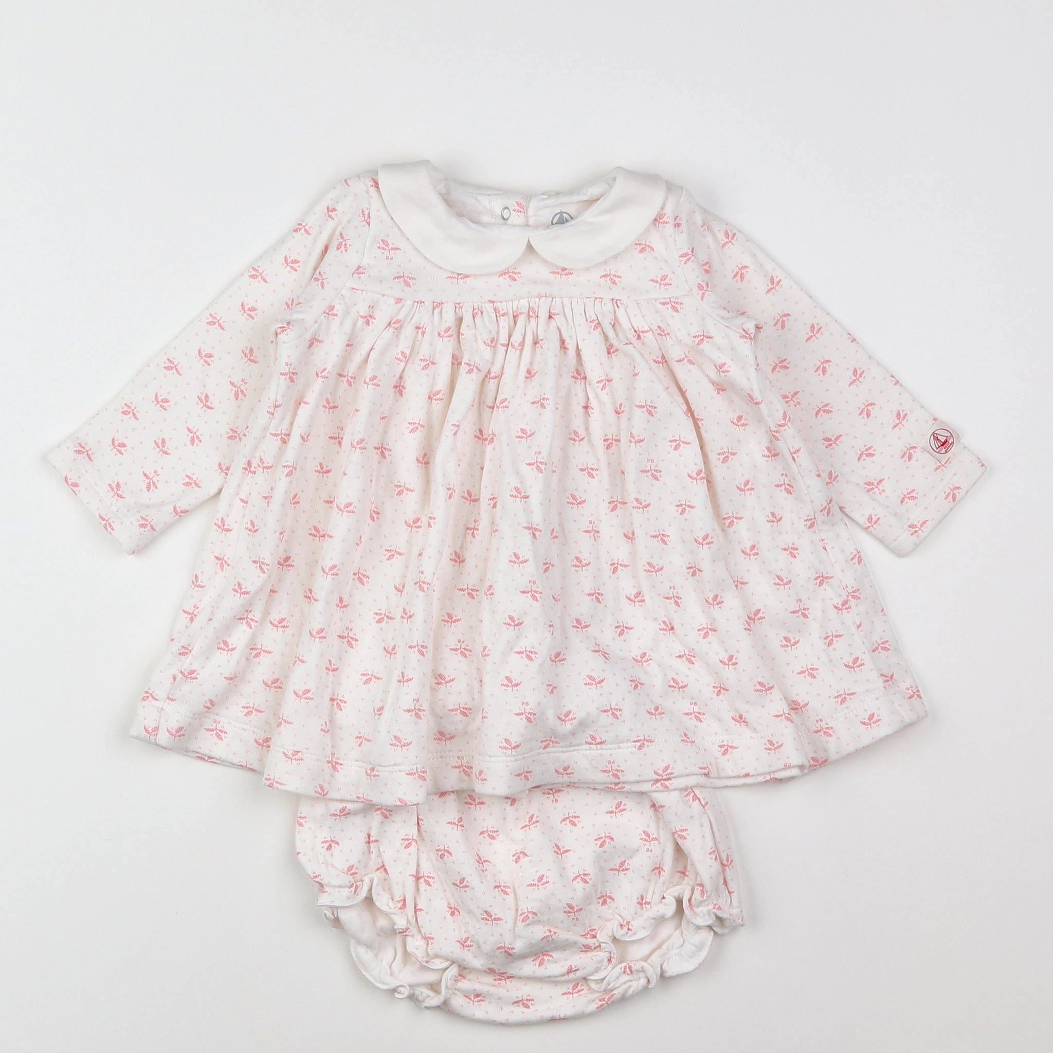 Petit Bateau - robe blanc - 12 mois