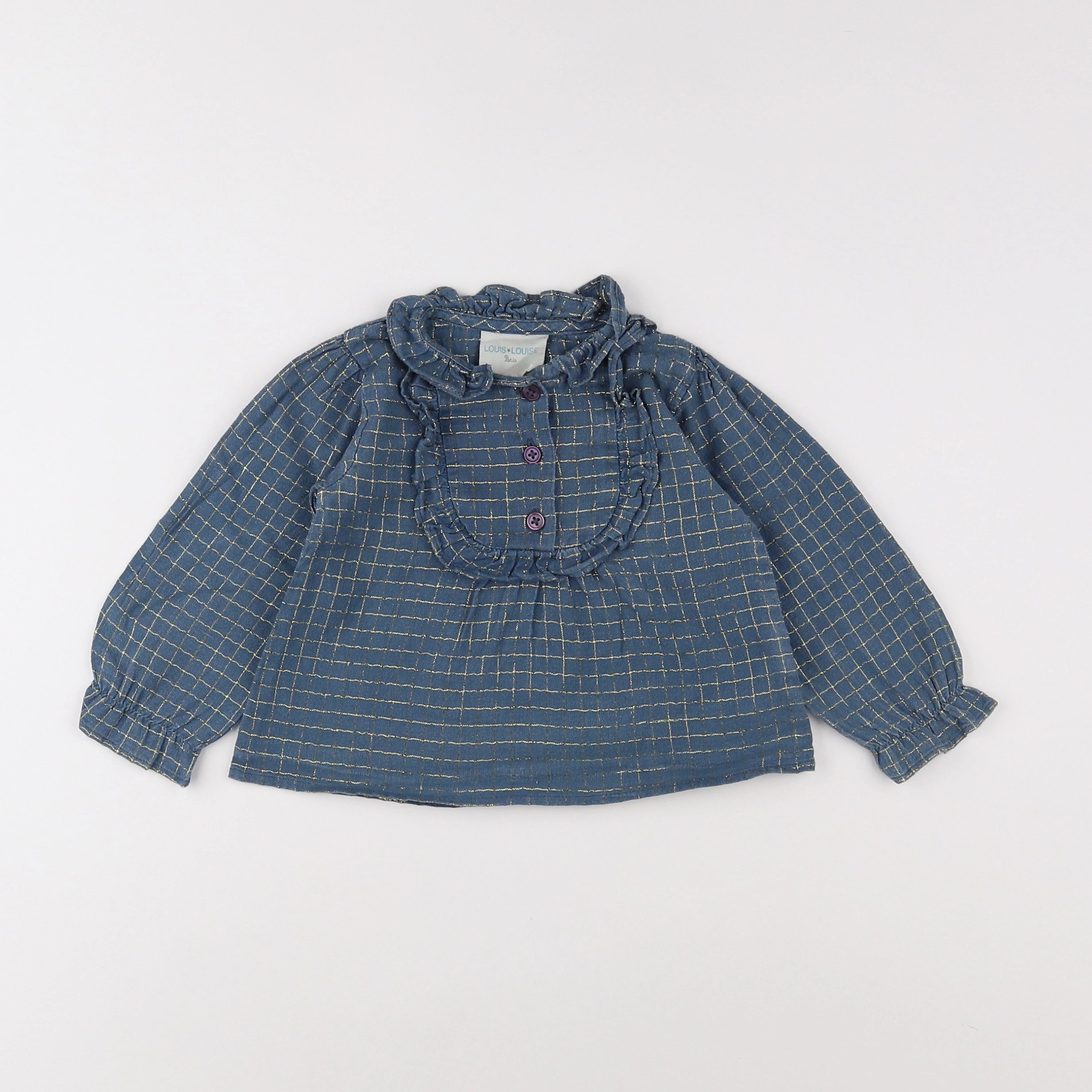 Louis Louise - blouse bleu, or - 12 mois