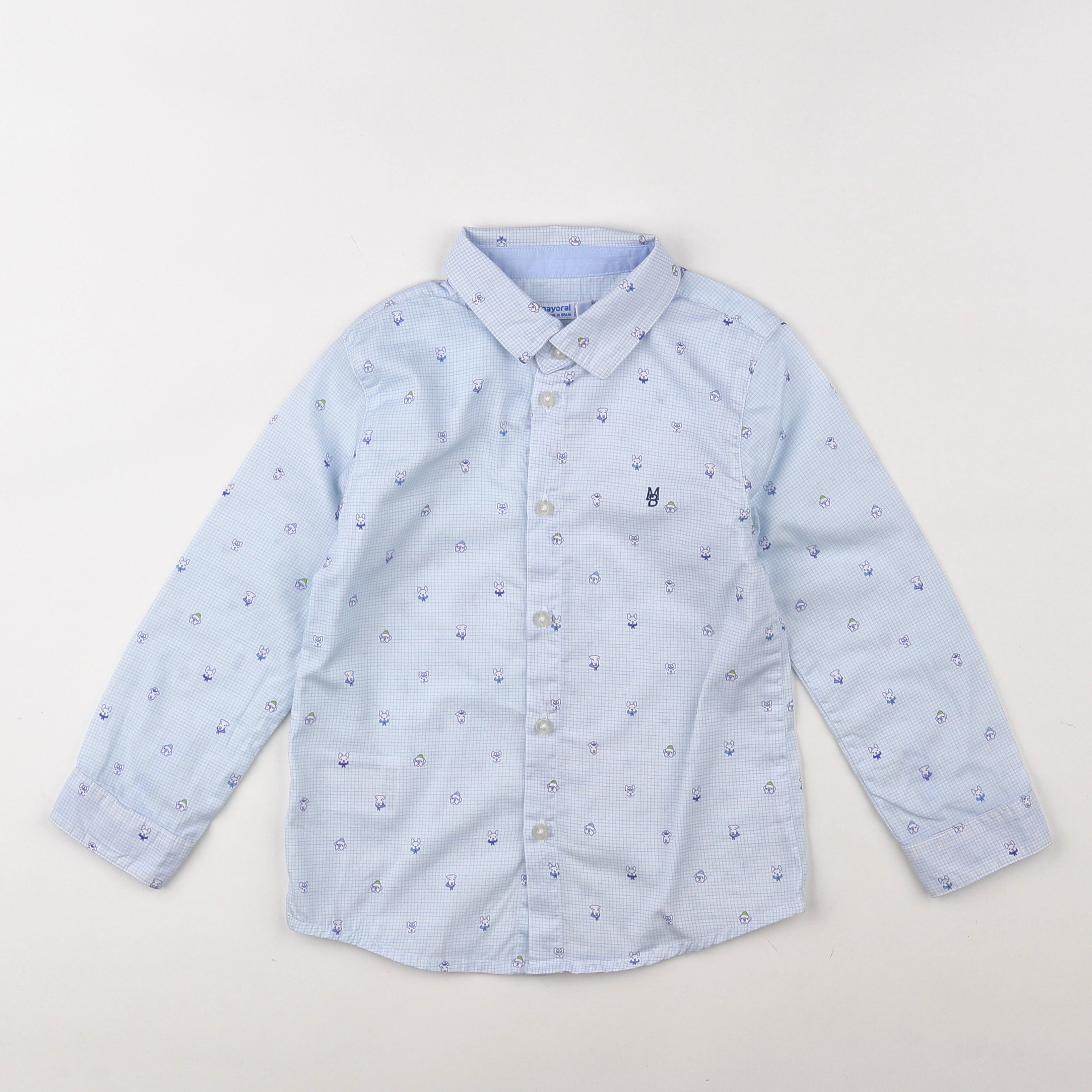 Mayoral - chemise bleu, blanc - 3 ans