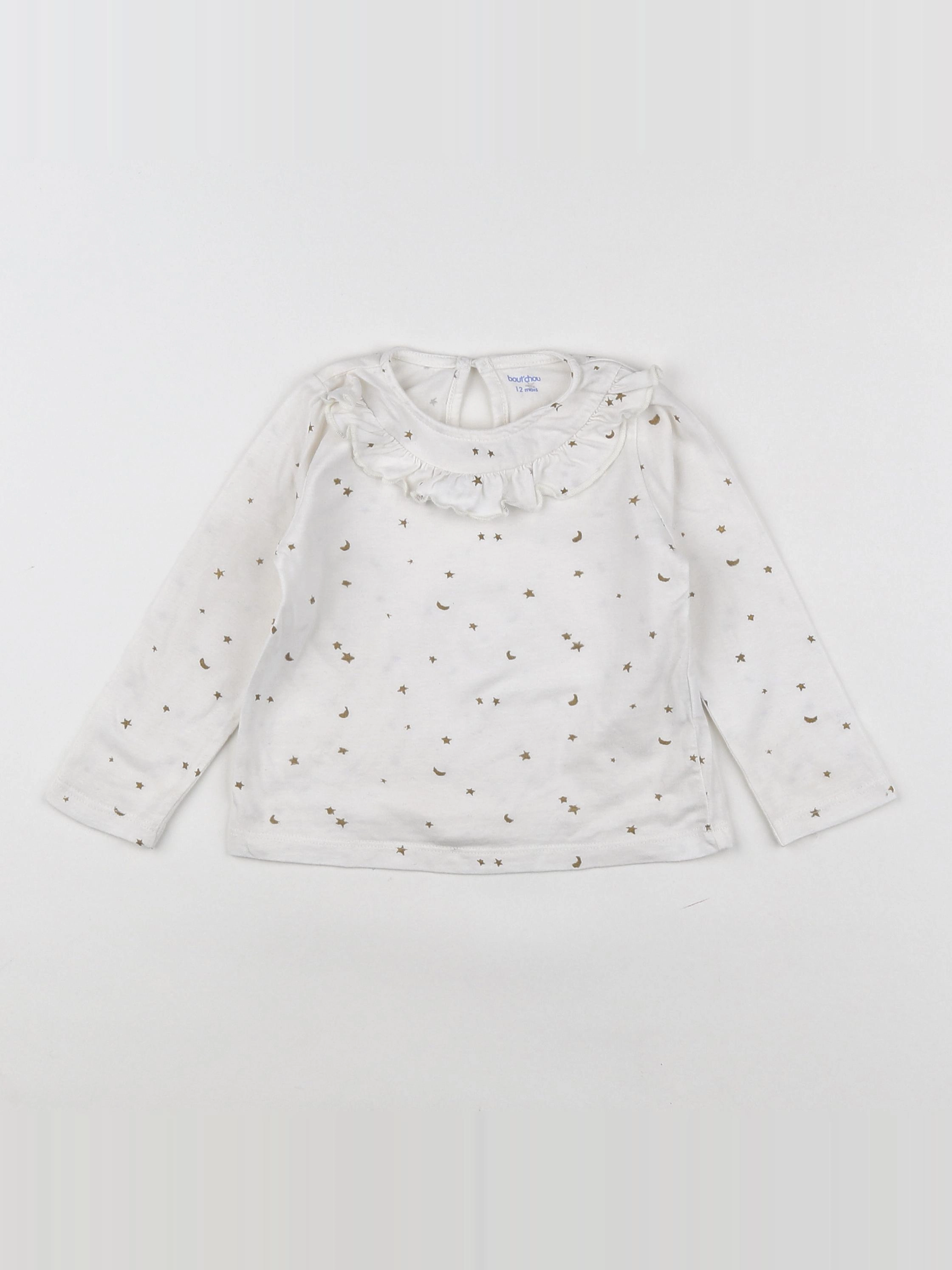 Boutchou - tee-shirt blanc, or - 12 mois