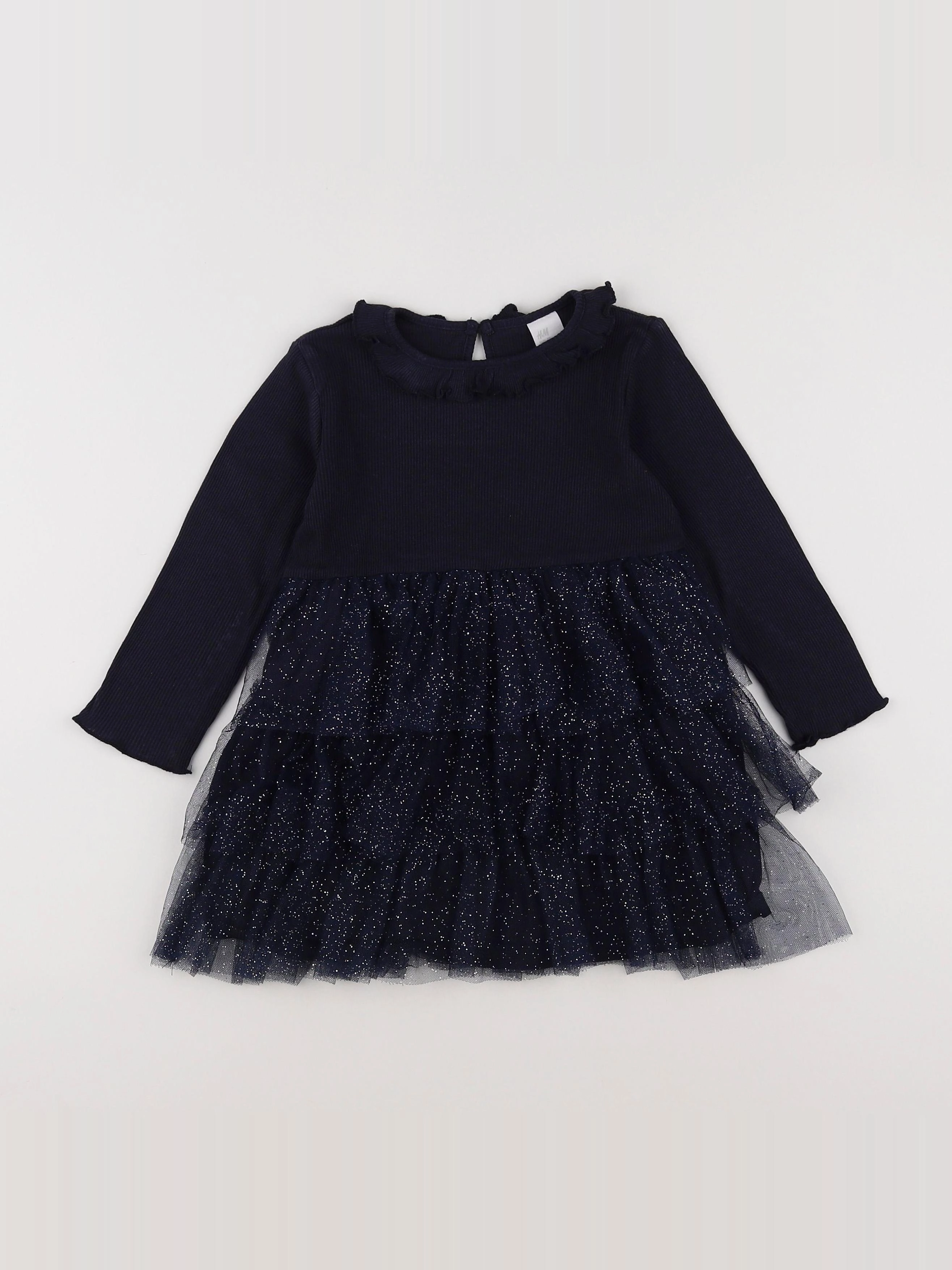H&M - robe bleu, argent - 18 mois à 2 ans