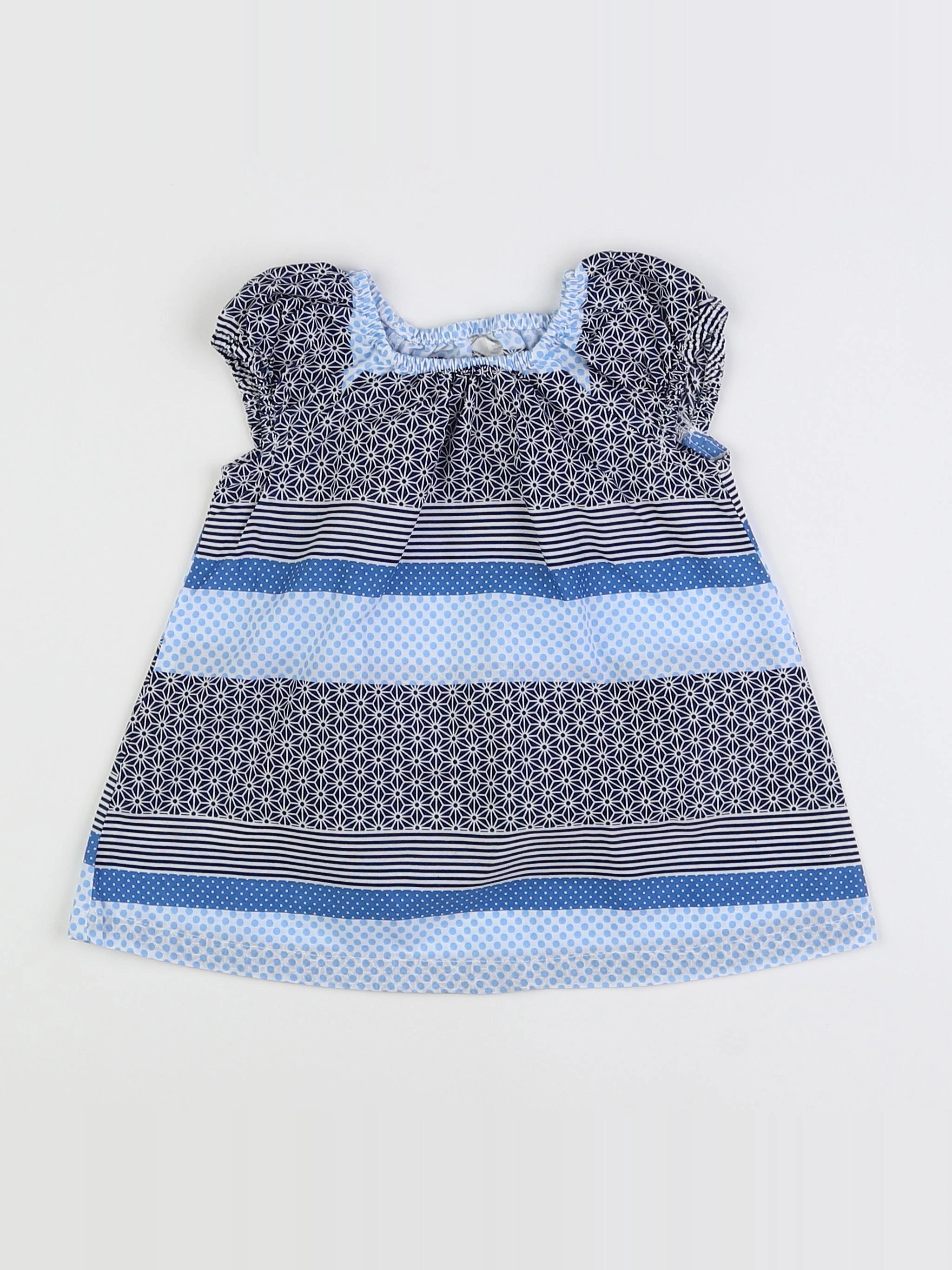 H&M - robe bleu, blanc - 1 mois