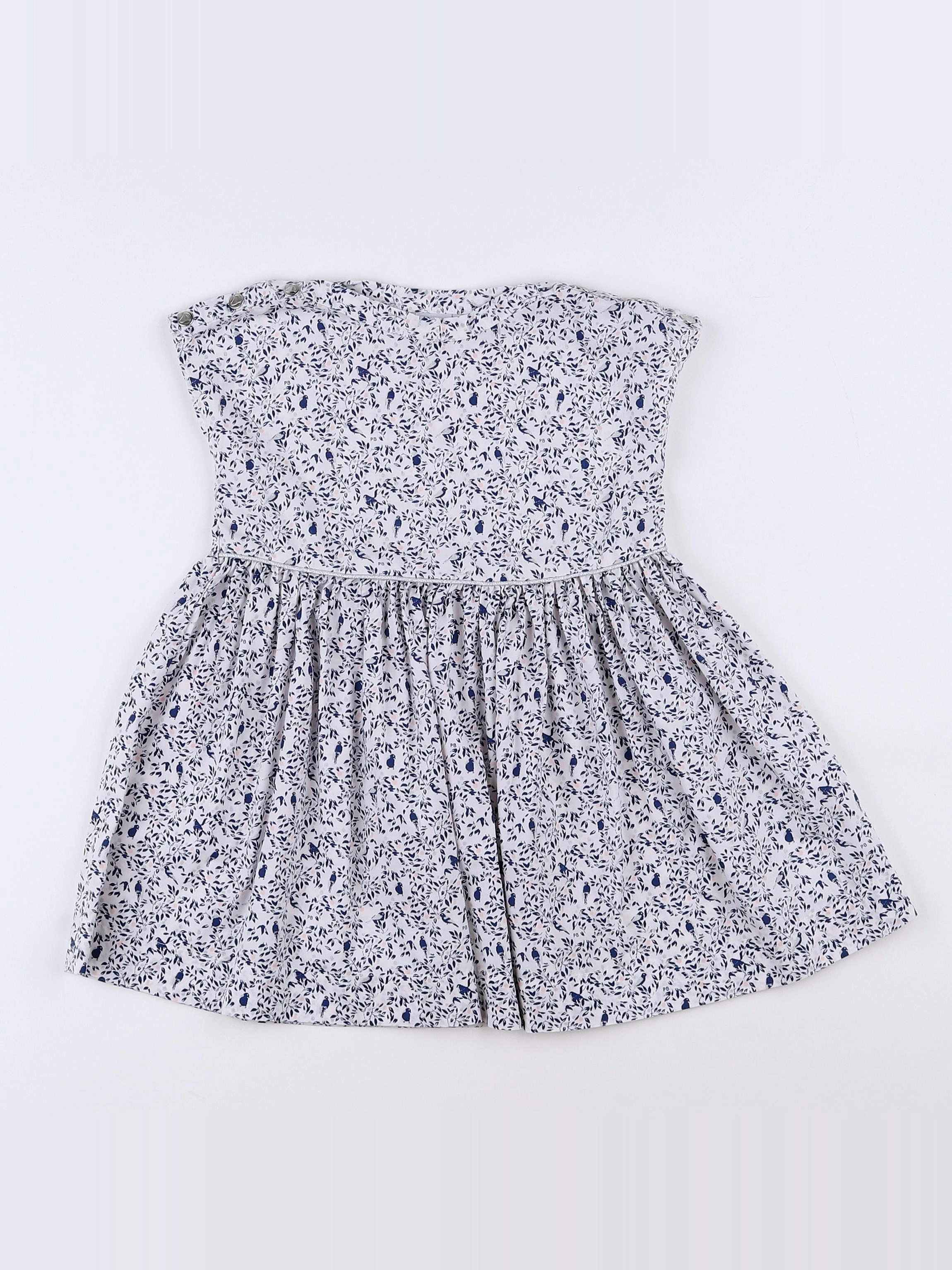 Petit Bateau - robe blanc, bleu - 18 mois