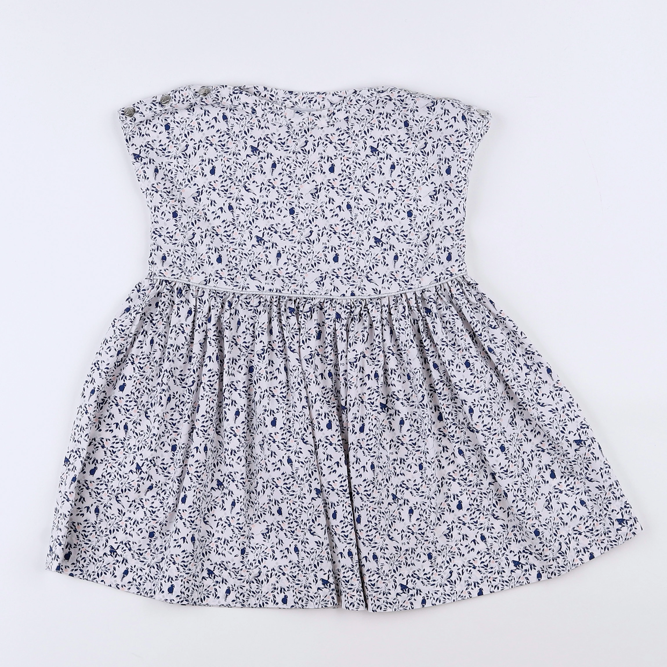 Petit Bateau - robe blanc, bleu - 18 mois