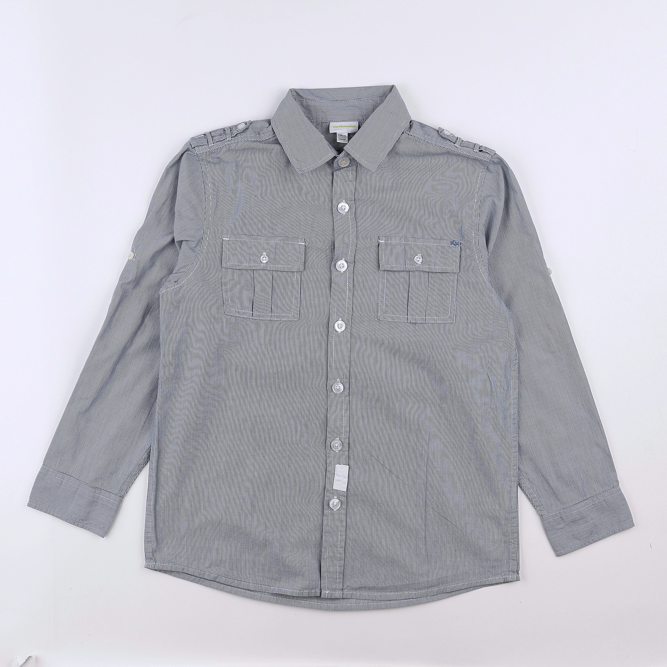 Vertbaudet - chemise blanc, bleu - 10 ans
