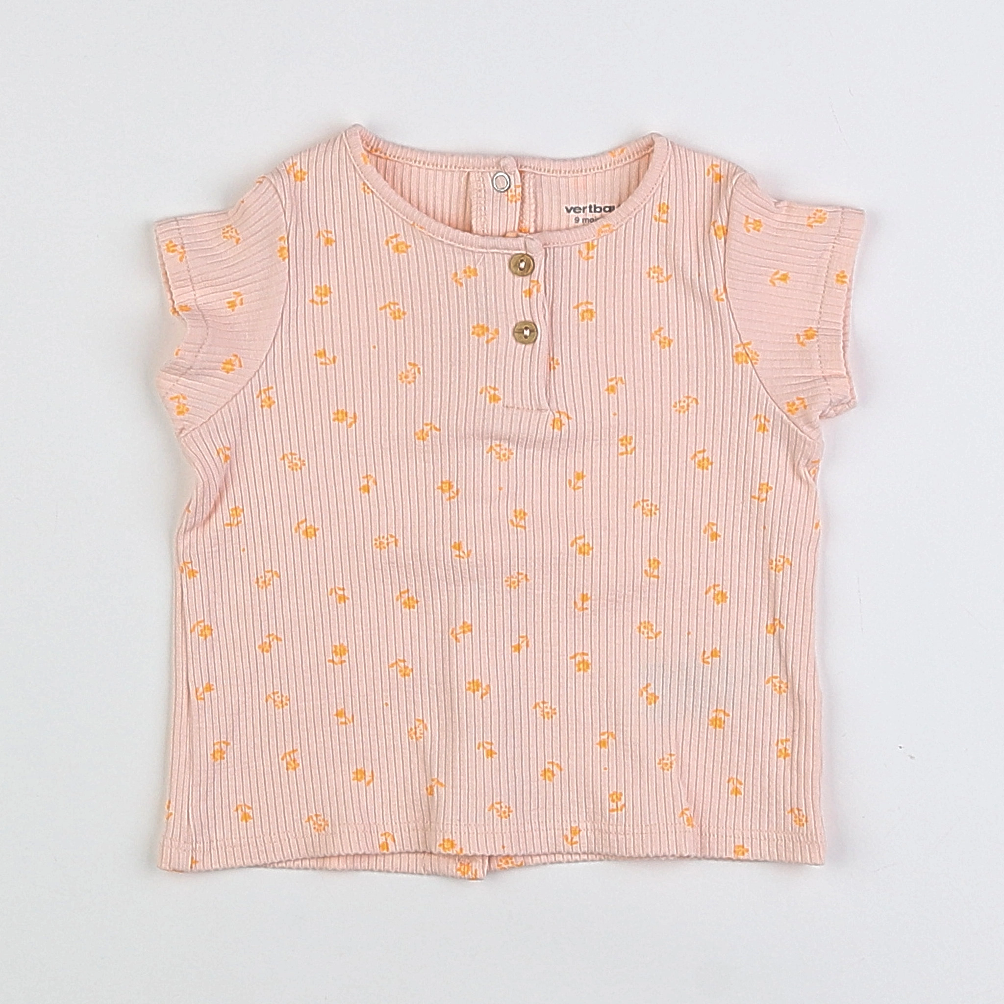 Vertbaudet - tee-shirt rose, orange - 9 mois