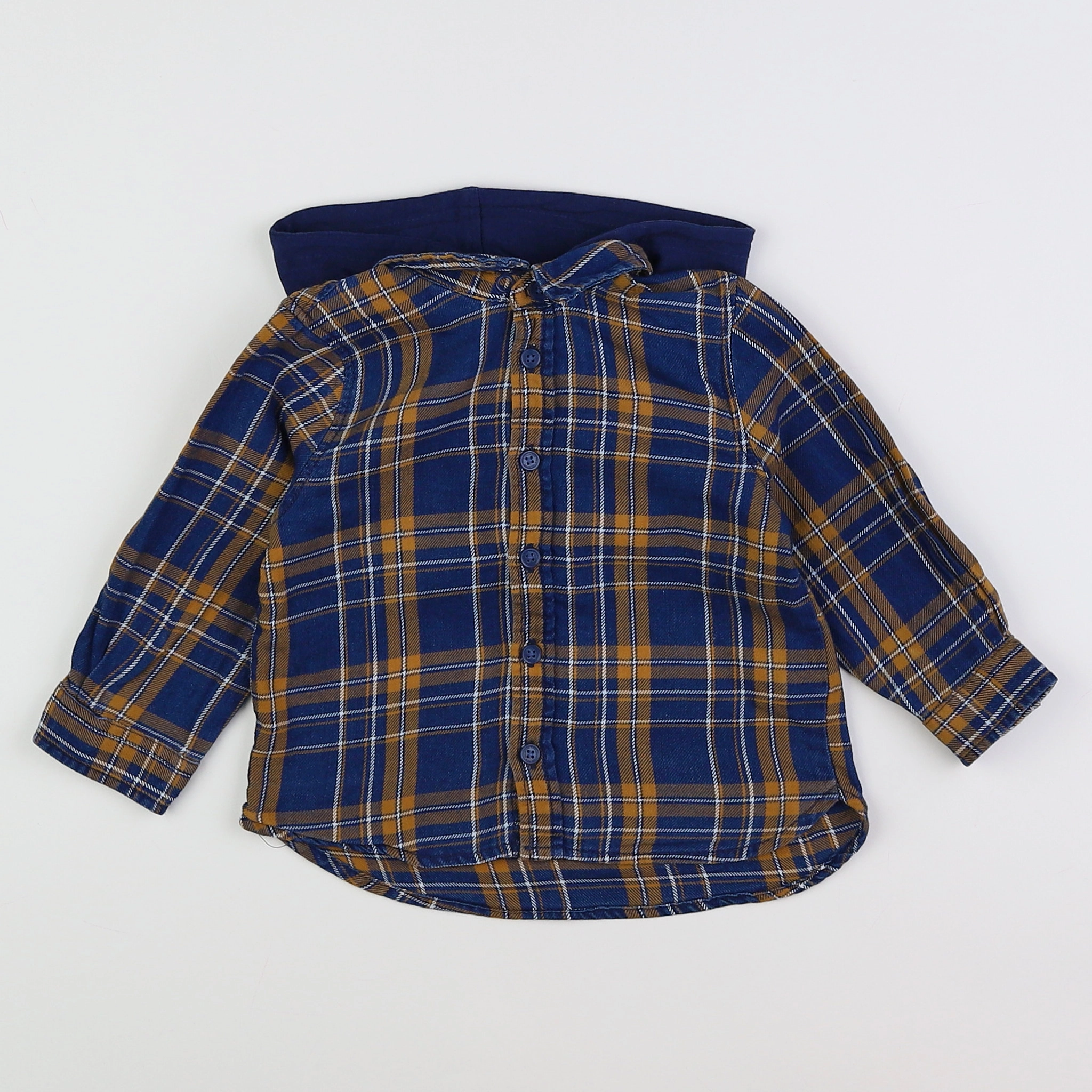 Tape à l'oeil - chemise bleu, jaune - 18 mois