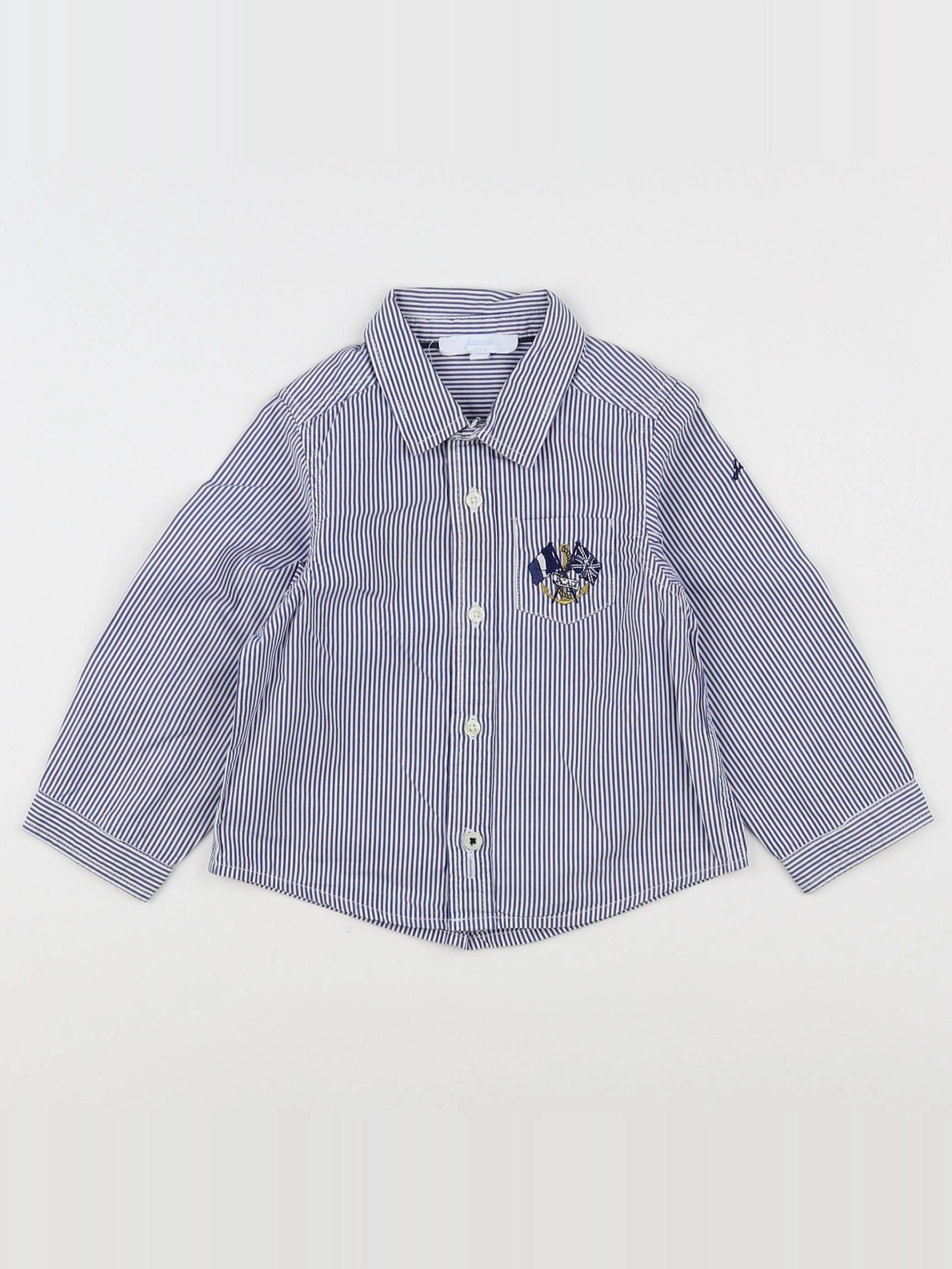 Jacadi - chemise blanc, bleu - 18 mois
