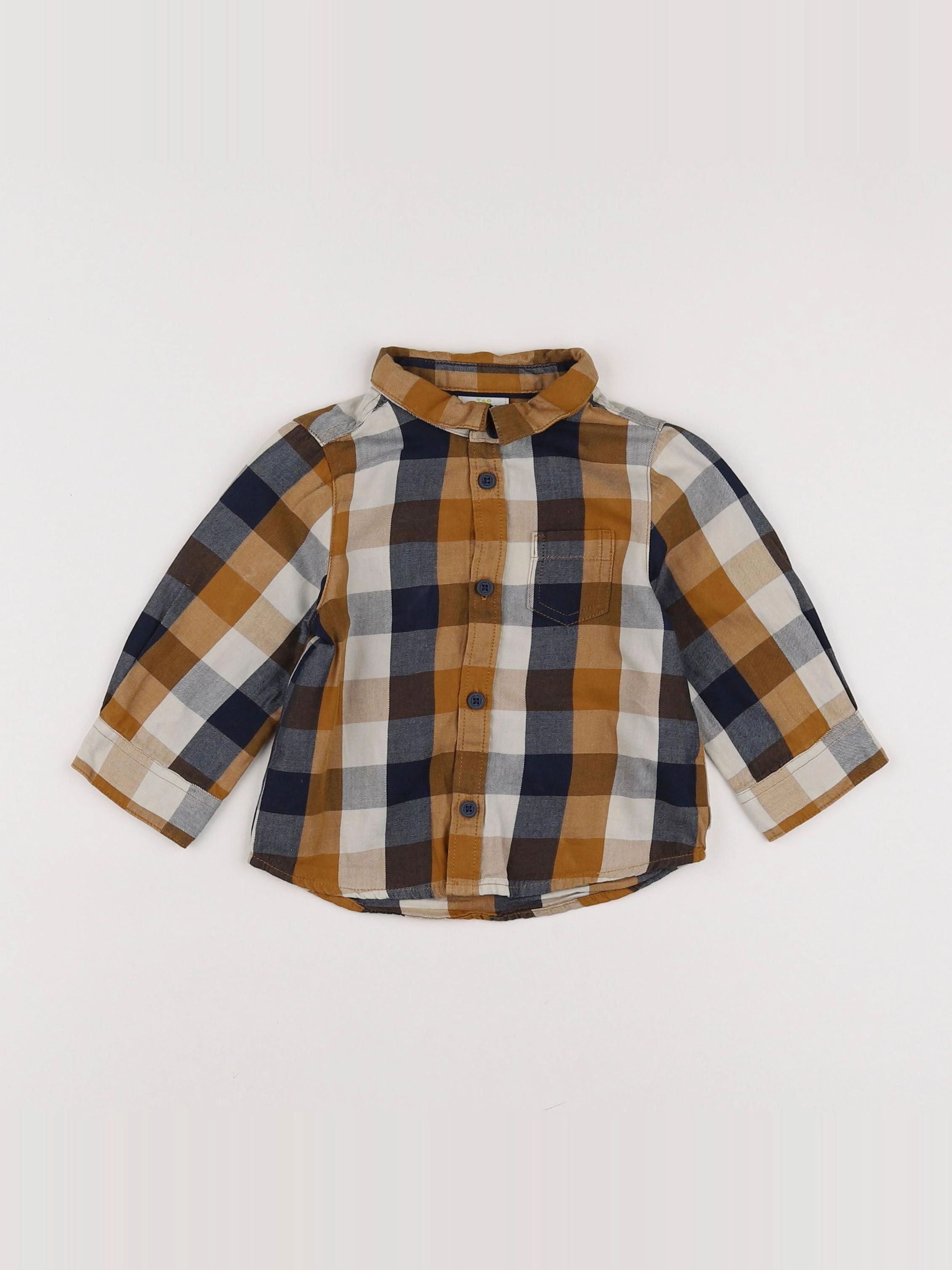Tape à l'oeil - chemise marron, bleu - 12 mois