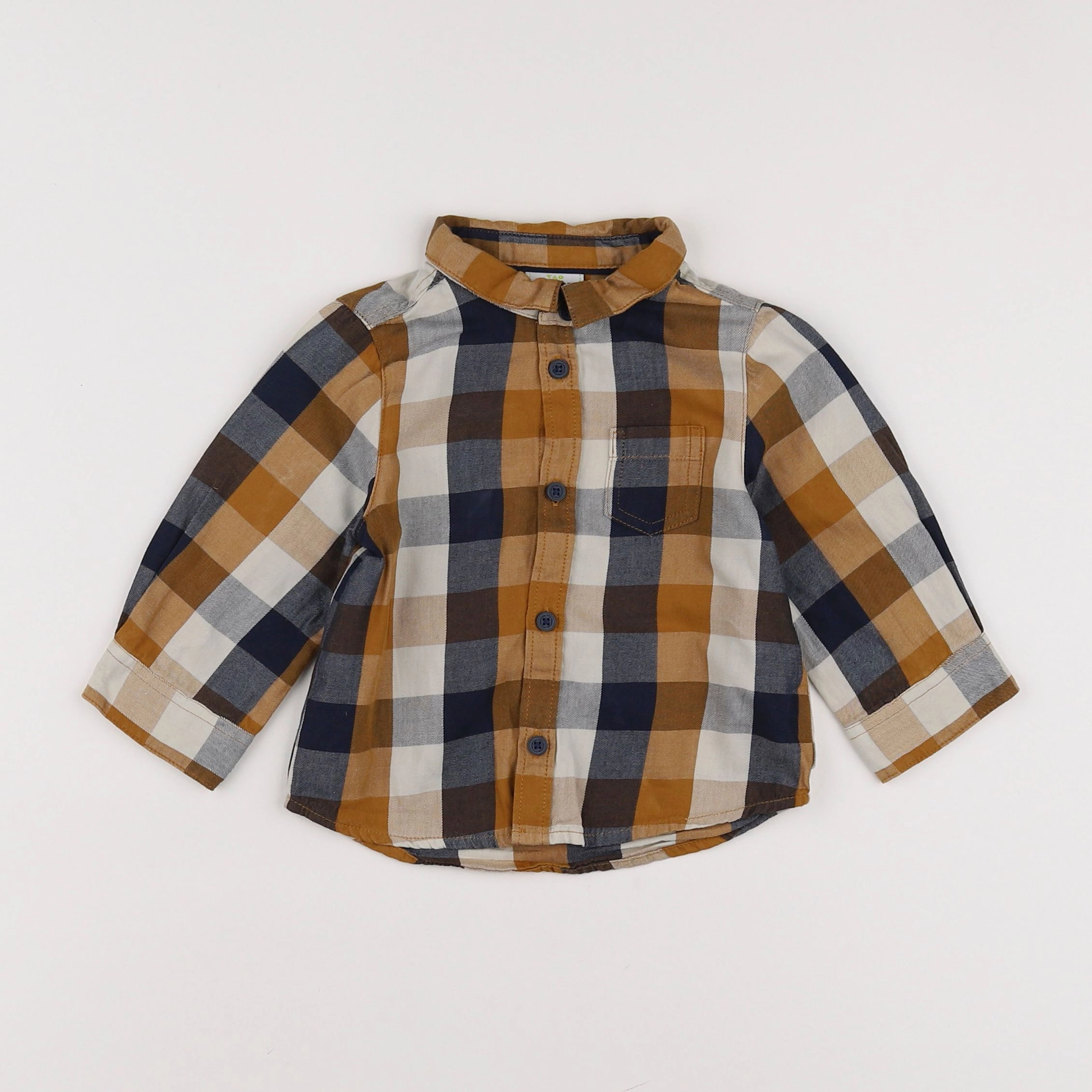 Tape à l'oeil - chemise marron, bleu - 12 mois