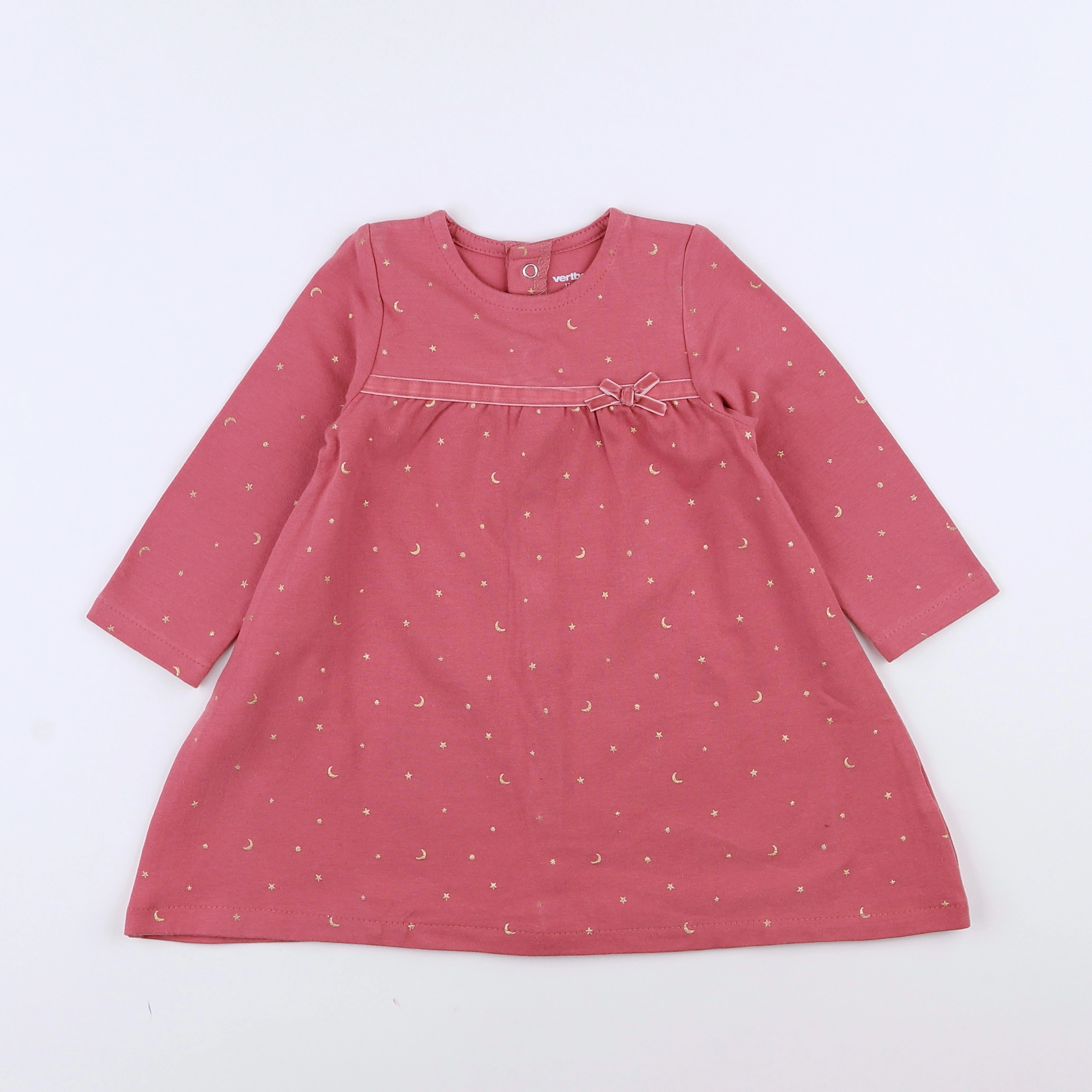 Vertbaudet - robe rose, or - 12 mois