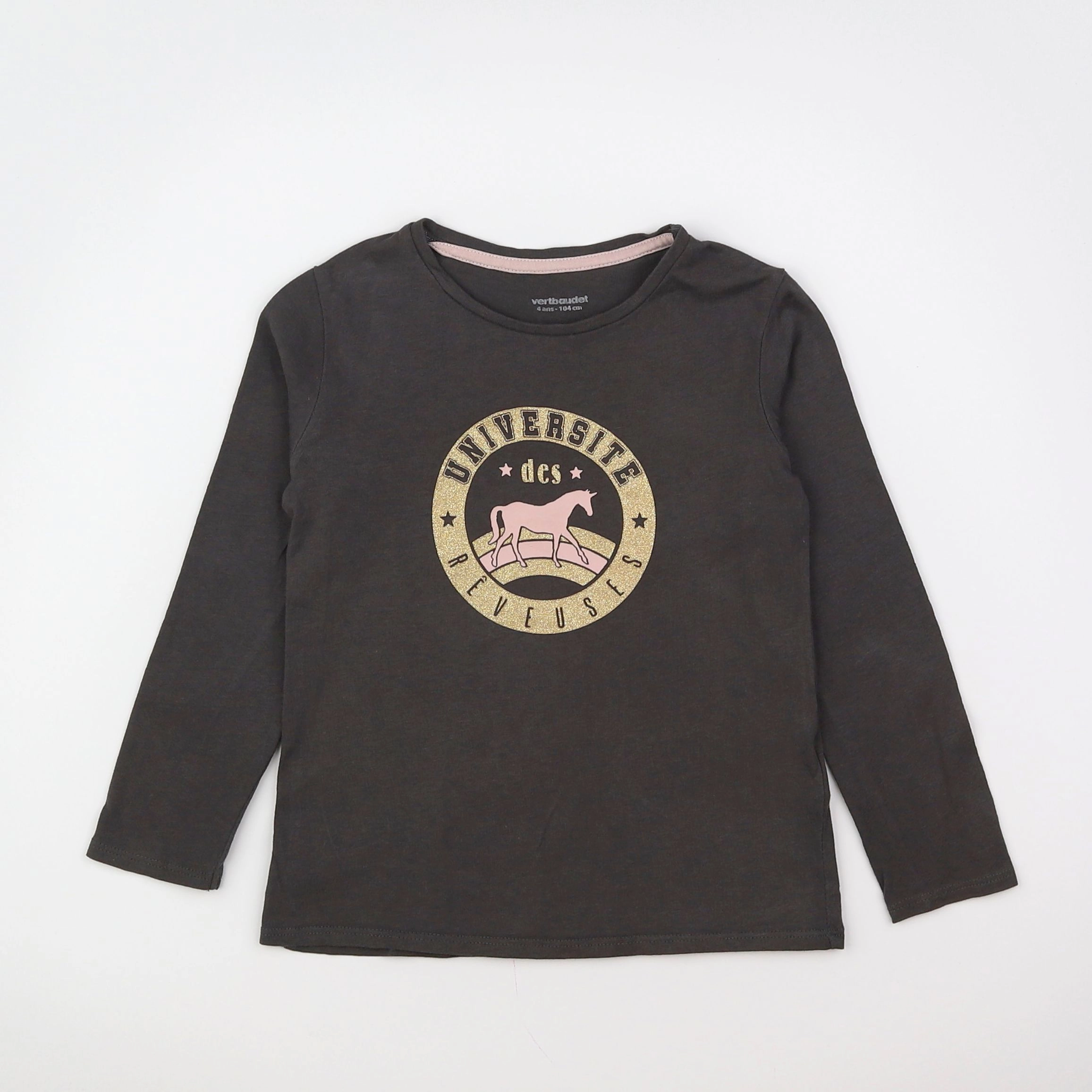 Vertbaudet - tee-shirt marron, or - 4 ans