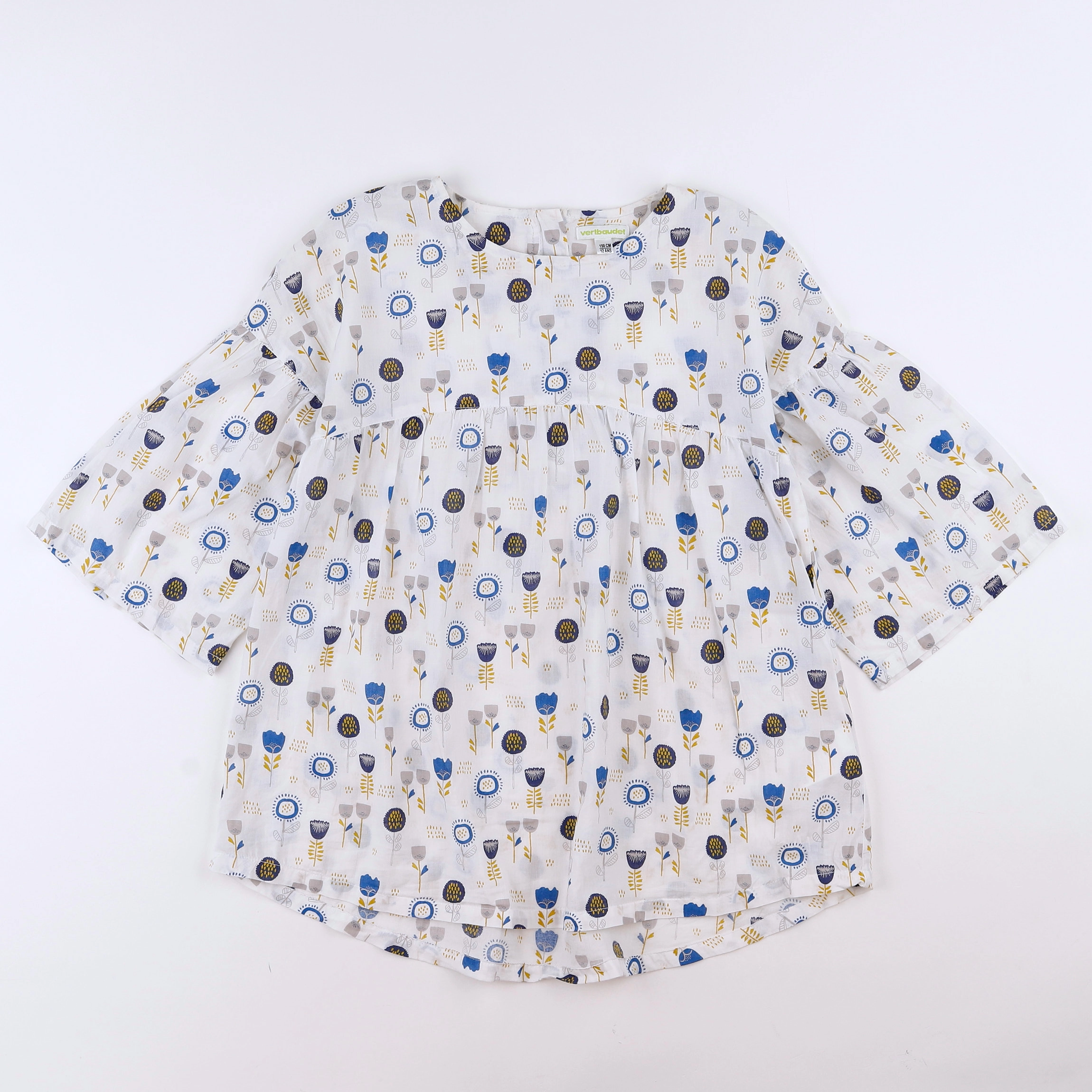 Vertbaudet - blouse blanc, bleu - 12 ans