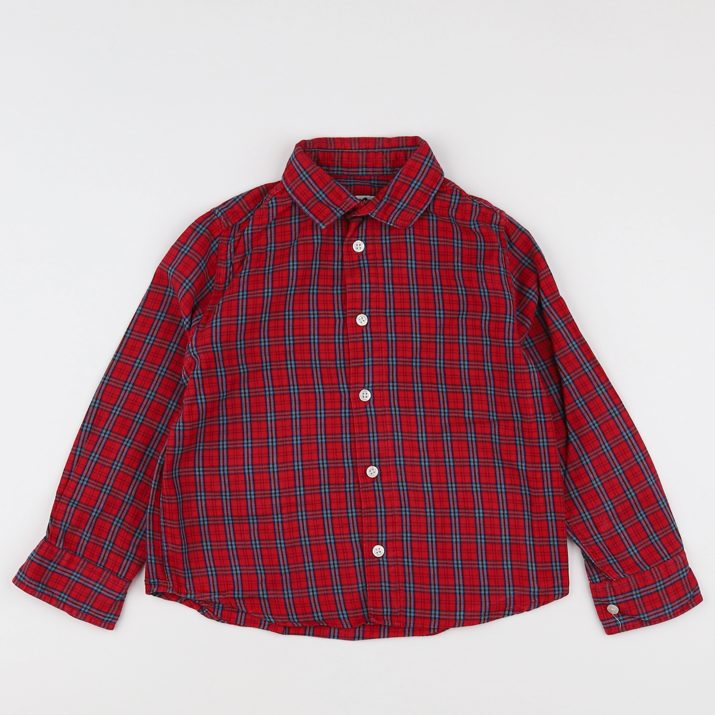 Cyrillus - chemise rouge, bleu - 6 ans