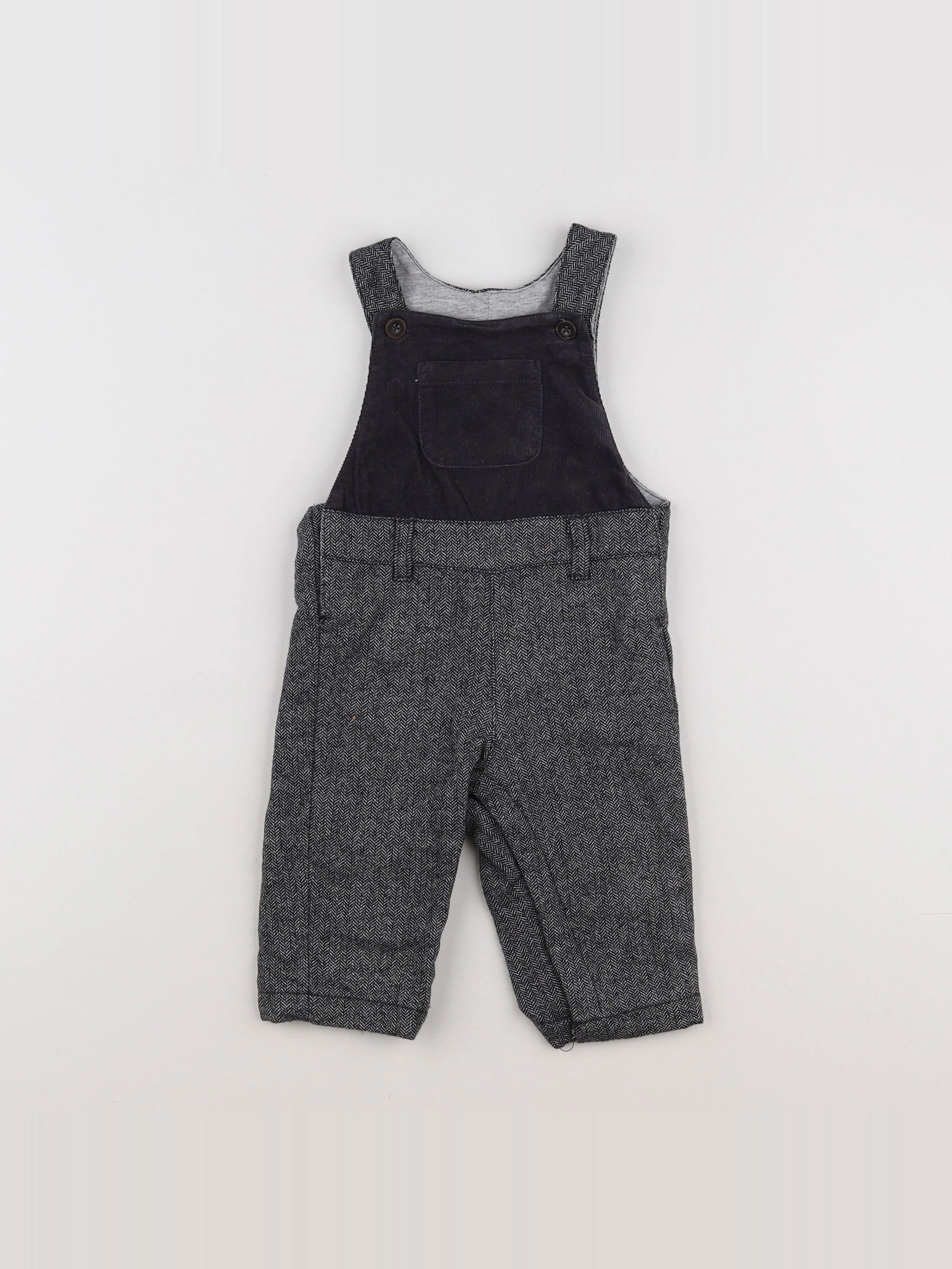 Natalys - salopette gris, noir - 9 mois