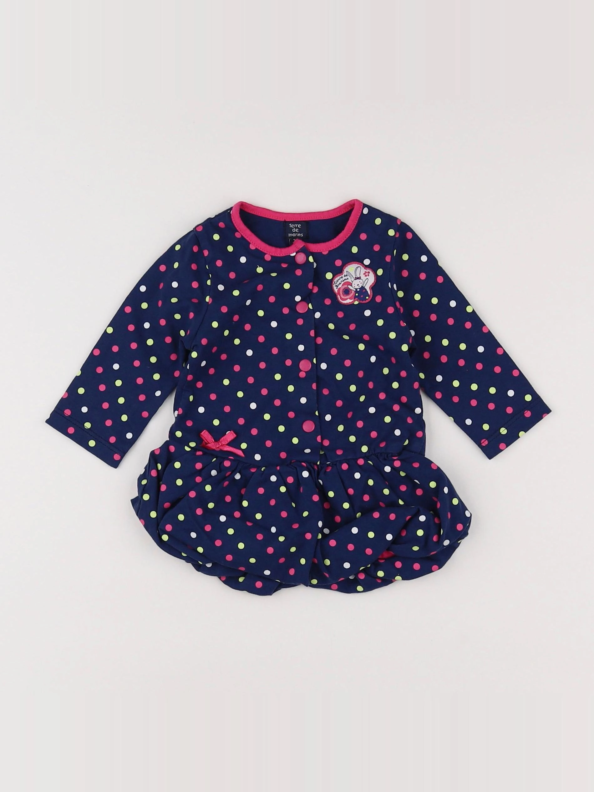 Terre de marins - robe bleu, rose - 3 mois