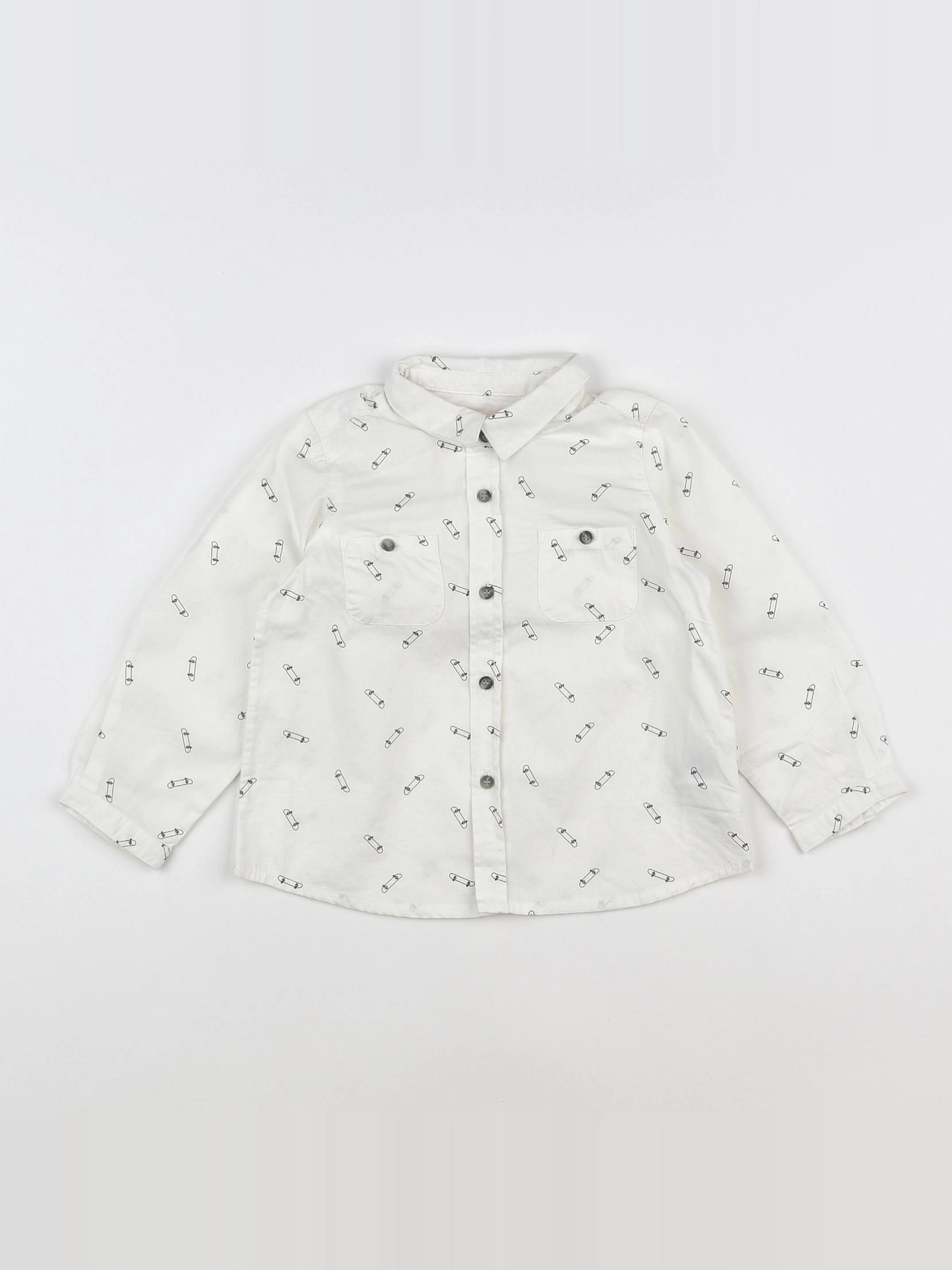 Bonpoint - chemise blanc, noir - 2 ans