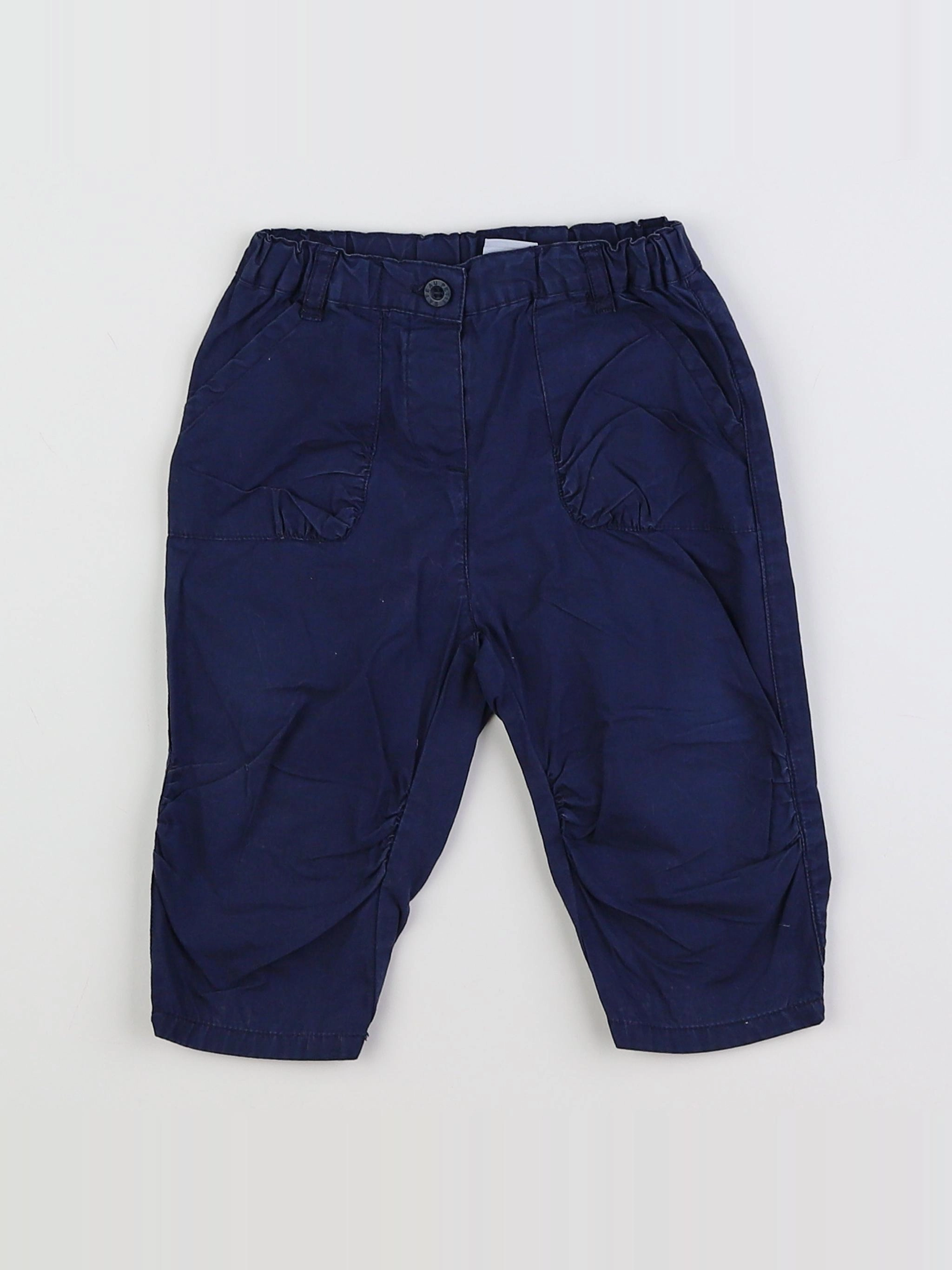 Petit Bateau - pantalon bleu - 12 mois