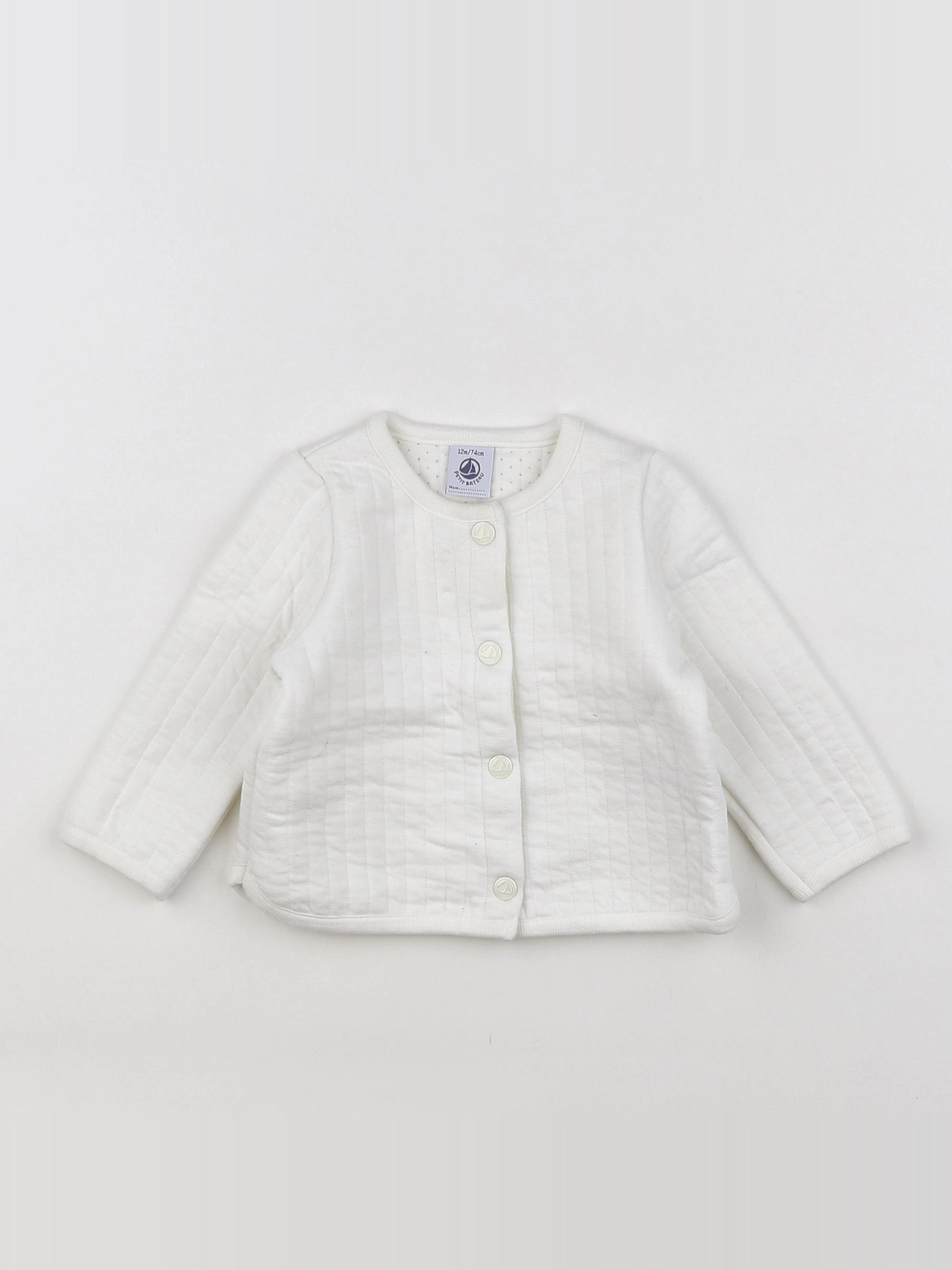 Petit Bateau - sweat blanc - 12 mois