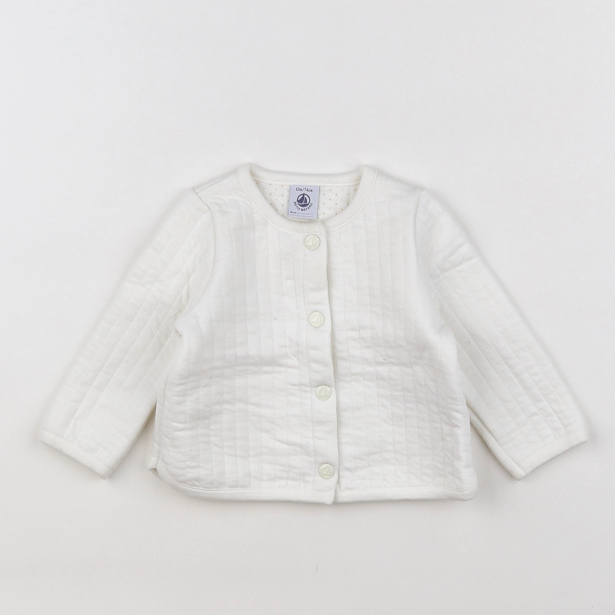 Petit Bateau - sweat blanc - 12 mois