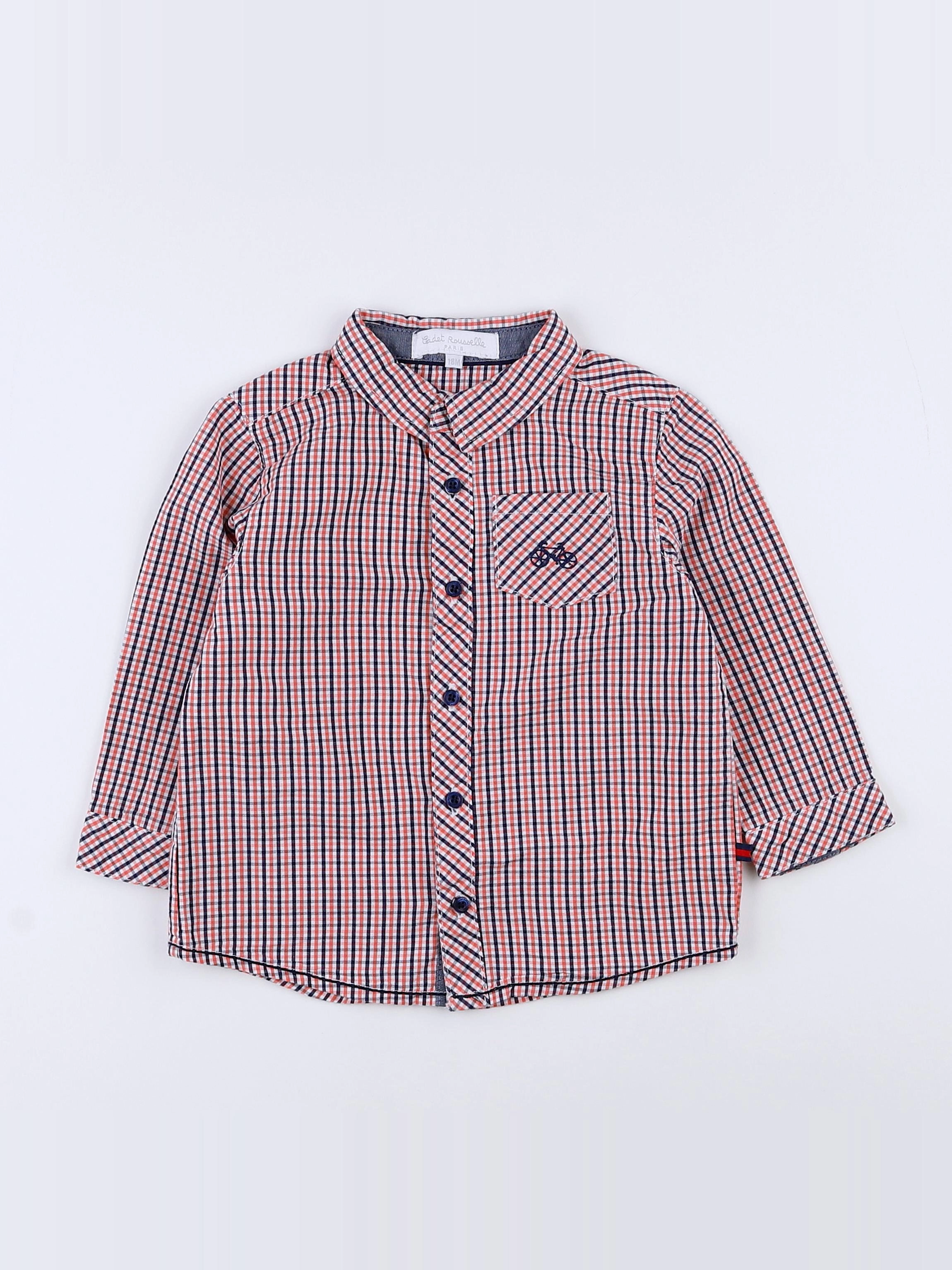 Cadet Rousselle - chemise orange, bleu - 18 mois