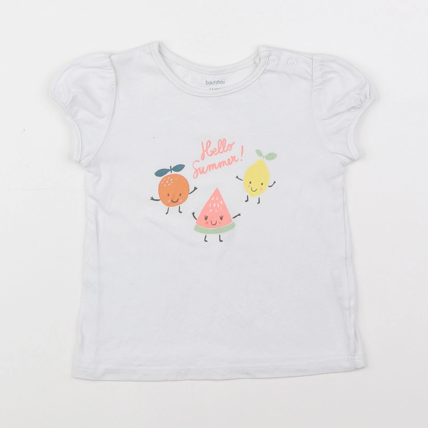 Boutchou - tee-shirt blanc, orange - 12 mois