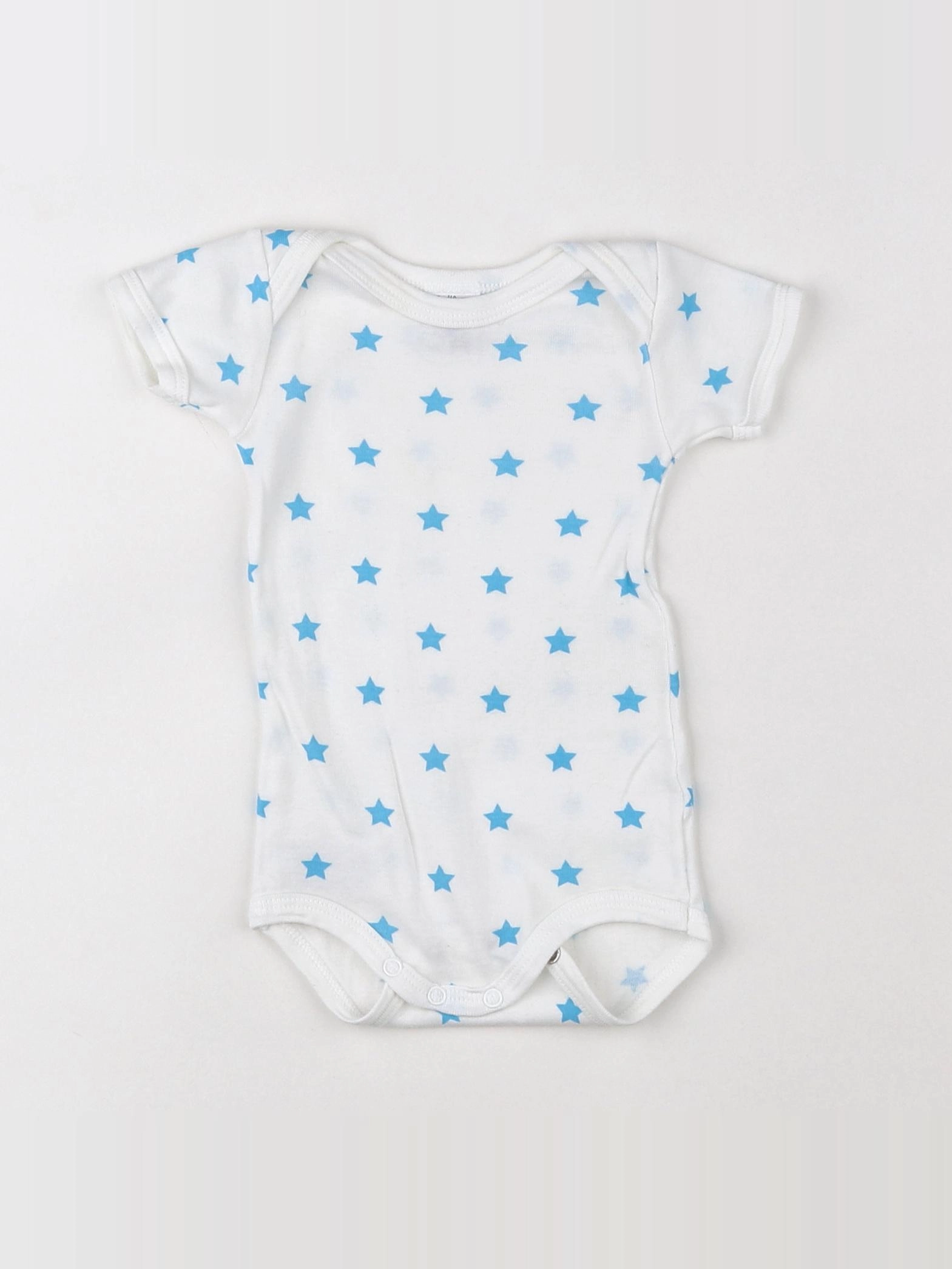 Petit Bateau - body blanc, bleu - 3 mois