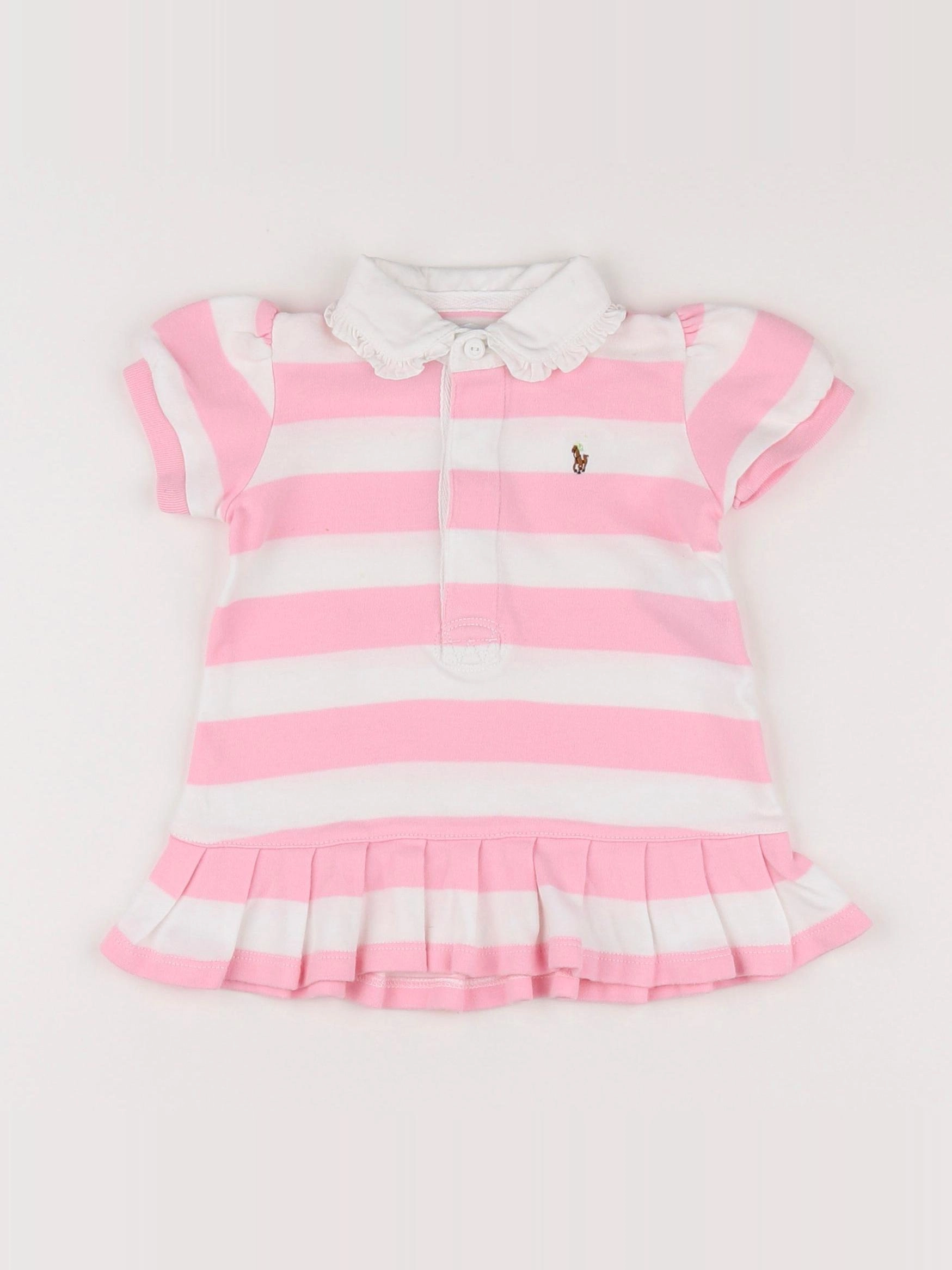 Ralph Lauren - robe rose, blanc - 6 mois