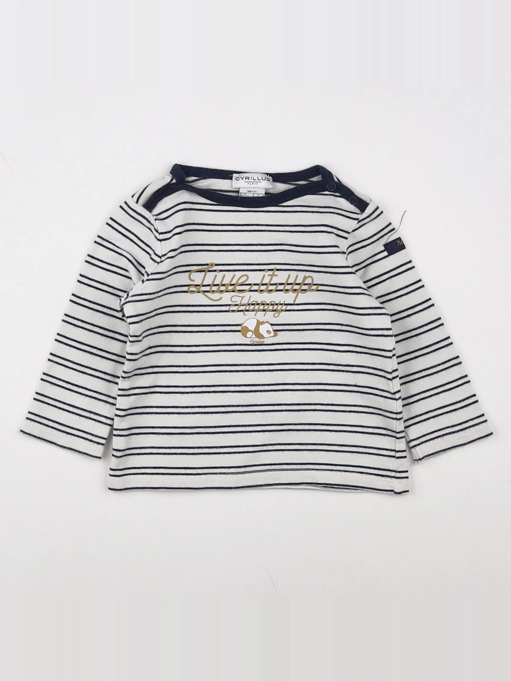 Cyrillus - tee-shirt blanc, gris - 9 mois