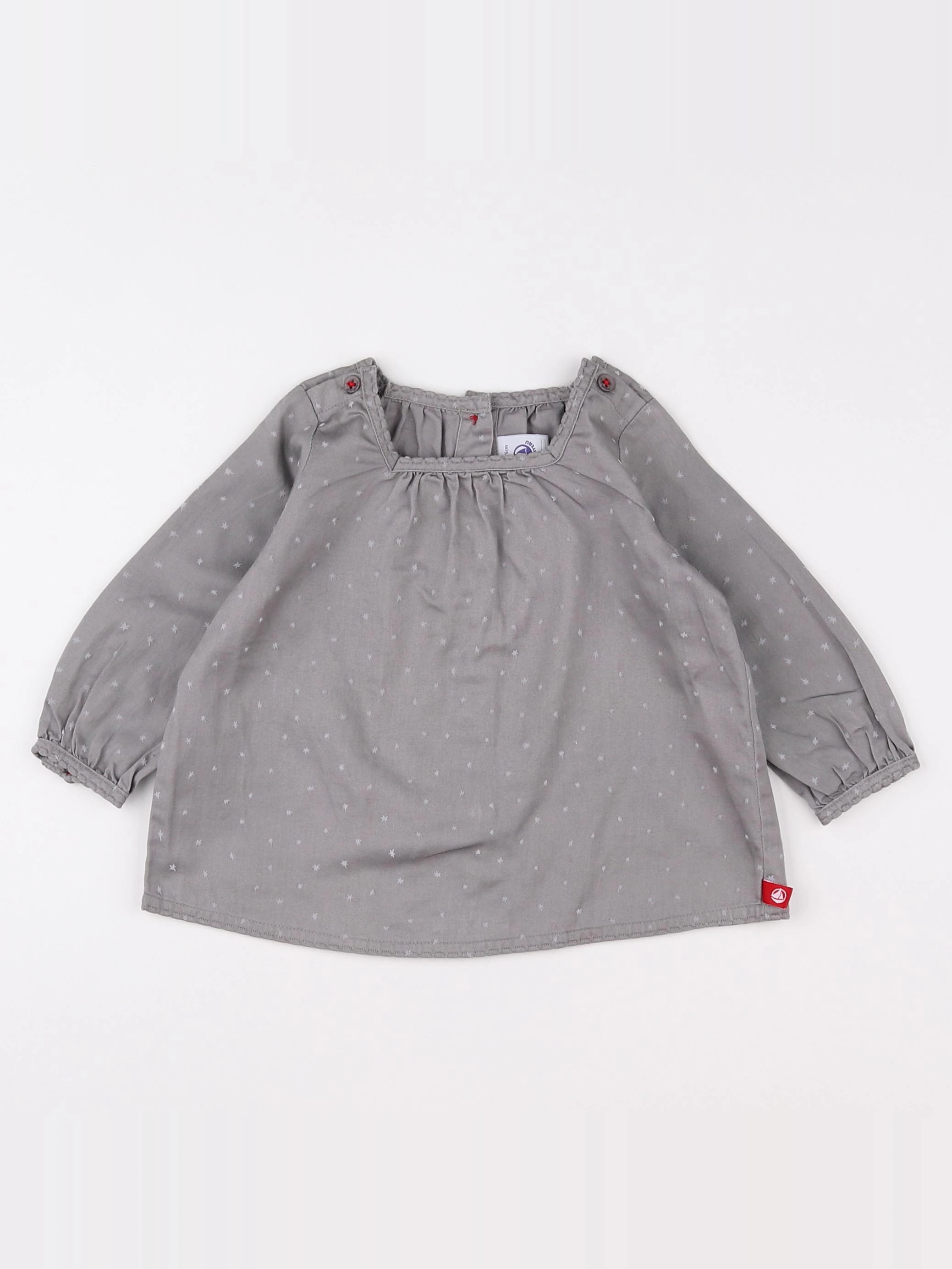 Petit Bateau - blouse taupe - 12 mois