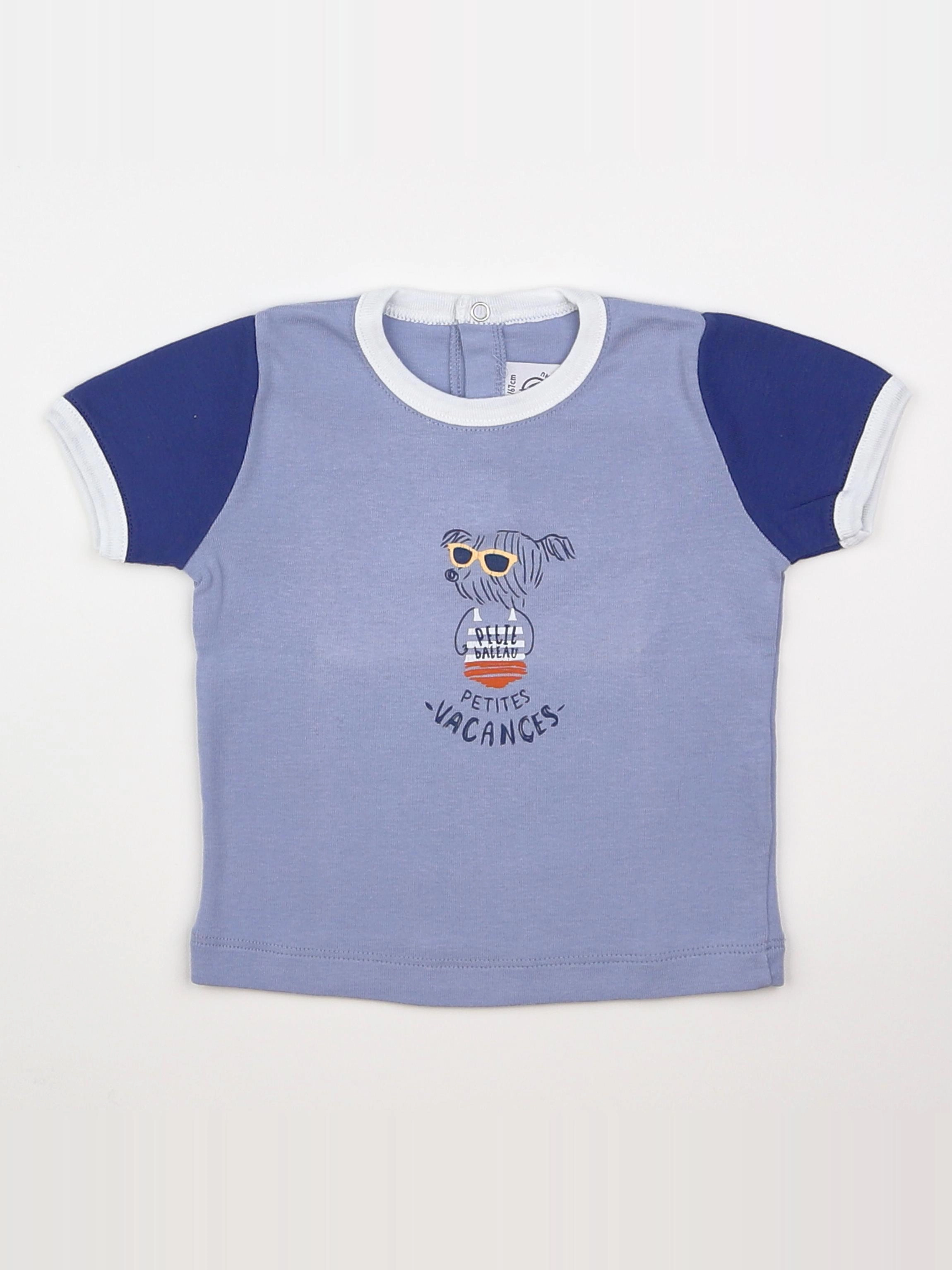 Petit Bateau - tee-shirt bleu - 6 mois