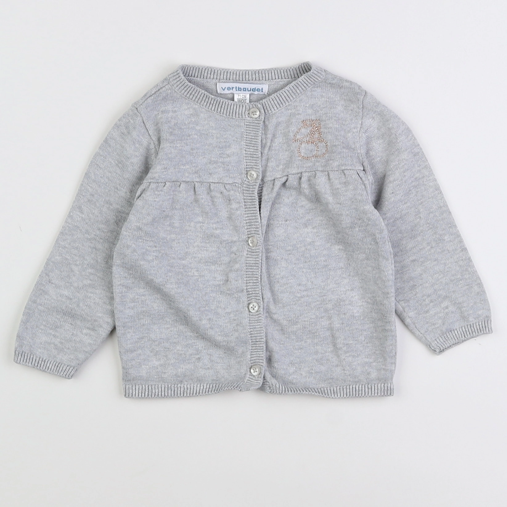 Vertbaudet - gilet gris - 9 mois