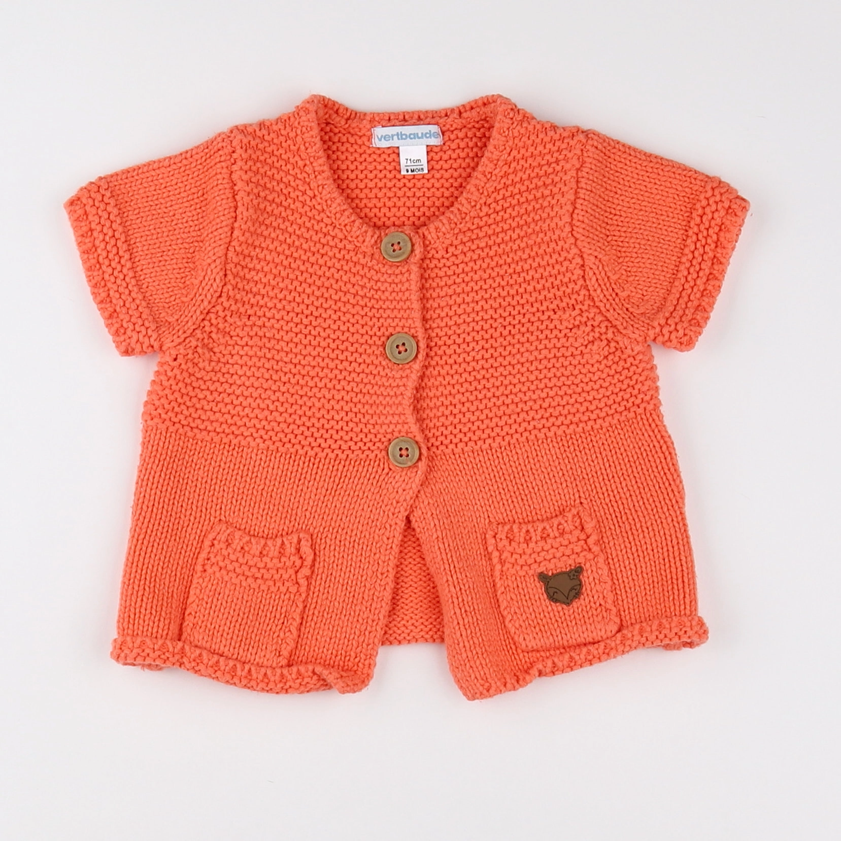 Vertbaudet - gilet orange - 9 mois