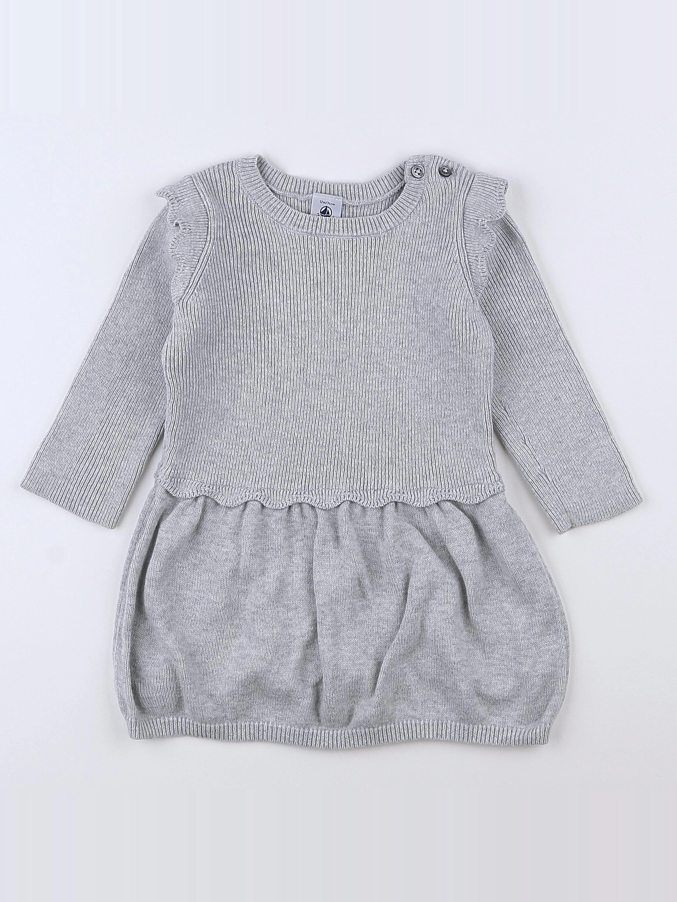 Petit Bateau - robe gris - 12 mois