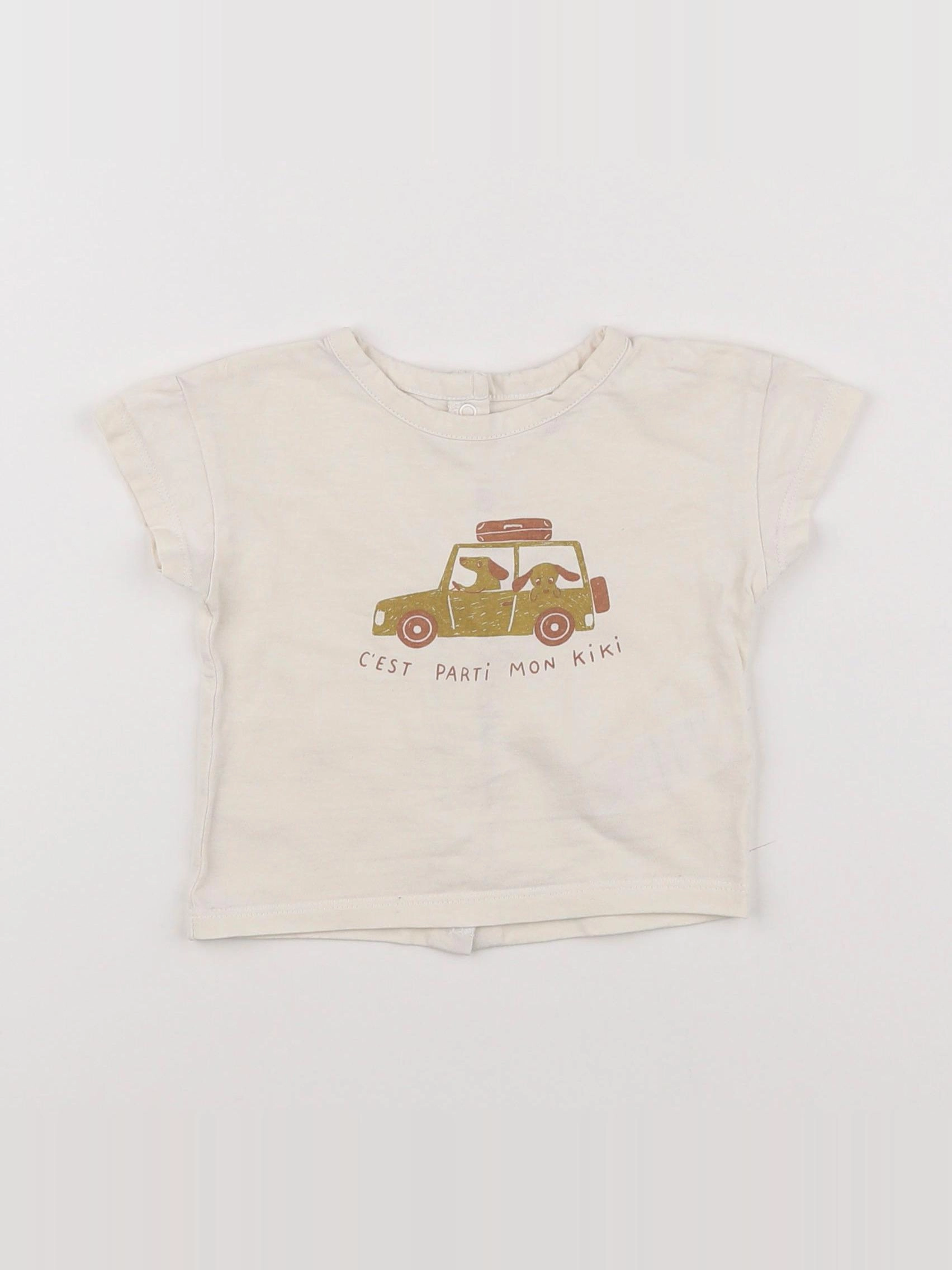 Vertbaudet - tee-shirt beige - 6 mois