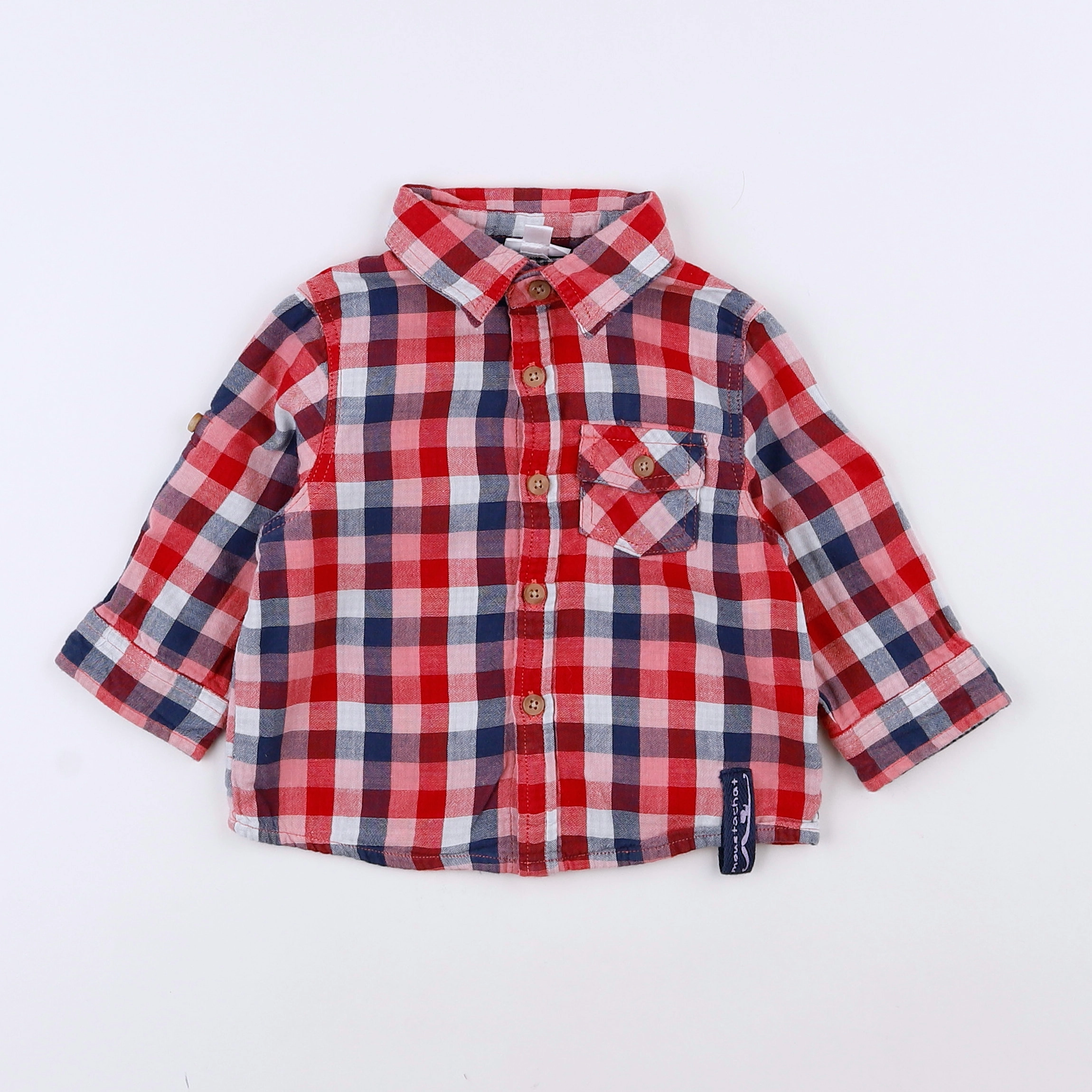 Vertbaudet - chemise rouge - 9 mois