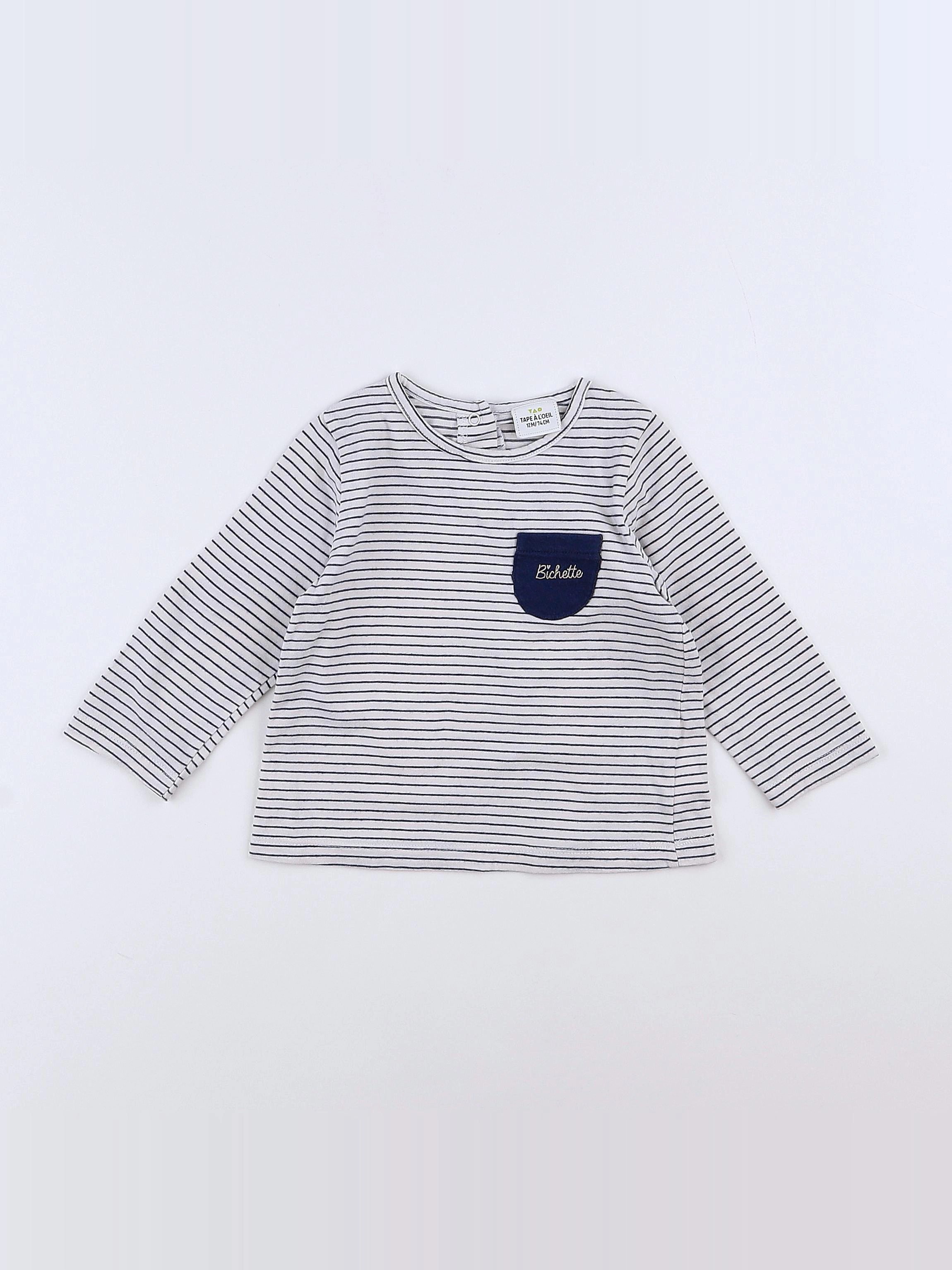 Tape à l'oeil - tee-shirt blanc, bleu - 12 mois