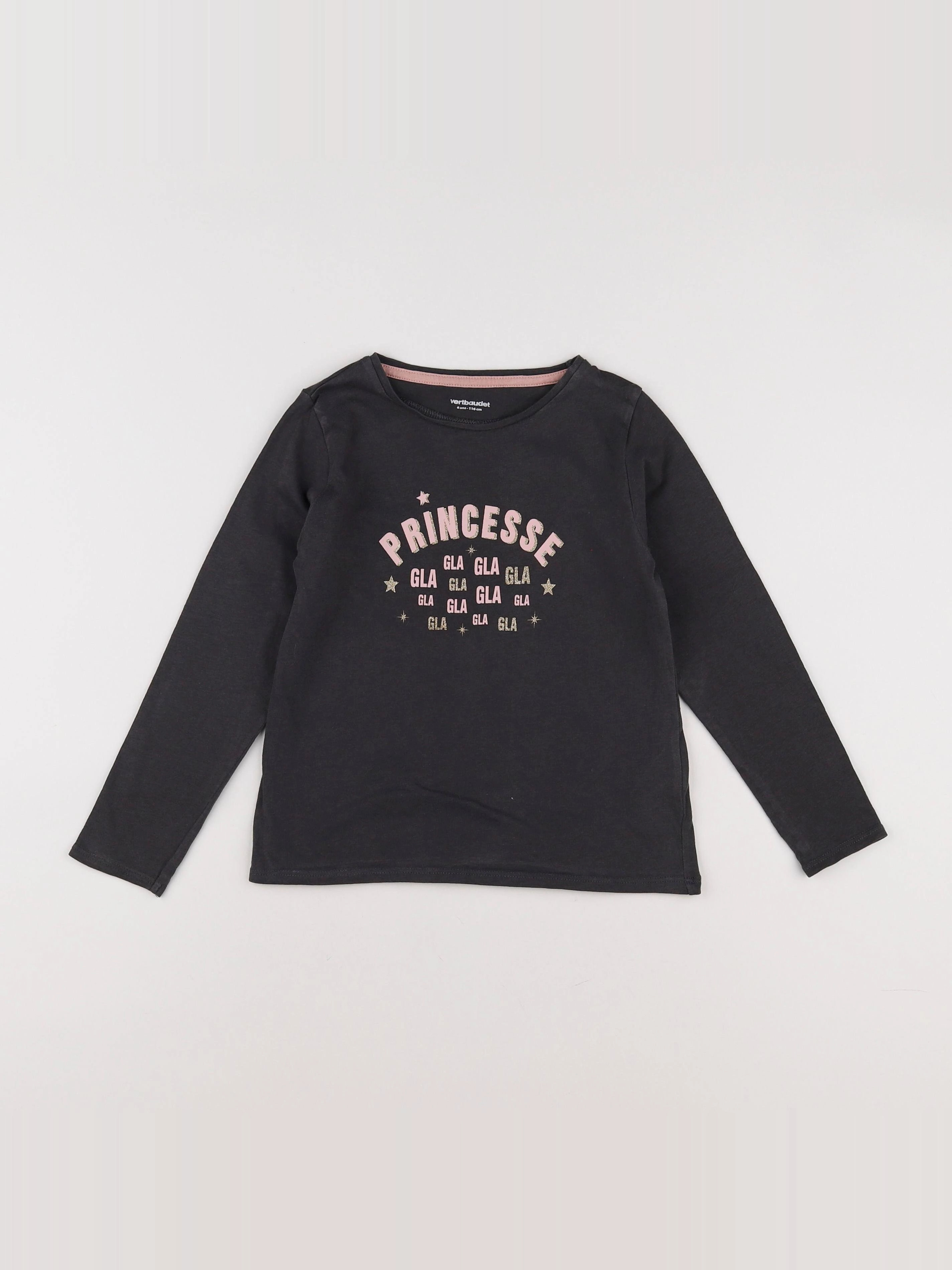 Vertbaudet - tee-shirt noir, or - 6 ans
