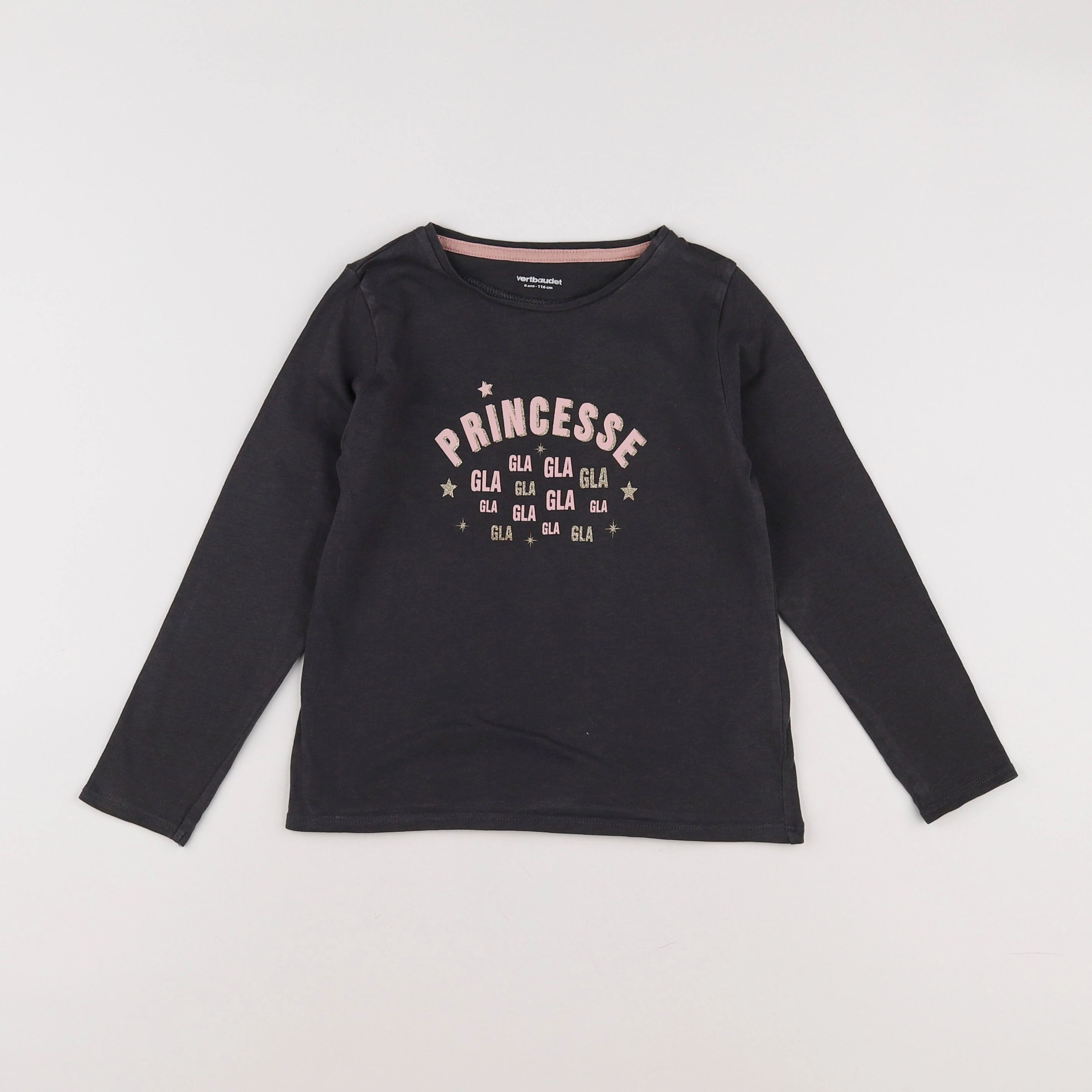 Vertbaudet - tee-shirt noir, or - 6 ans