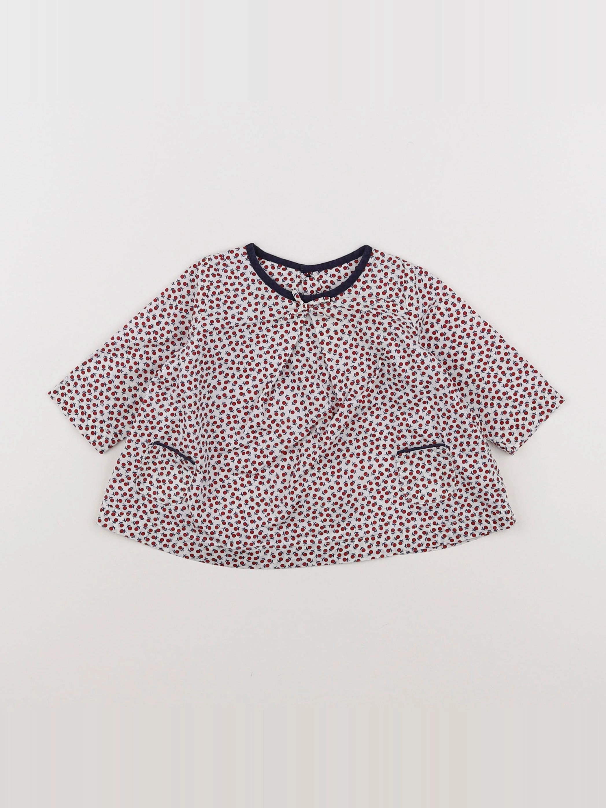Jacadi - blouse rouge, blanc, bleu - 3 mois