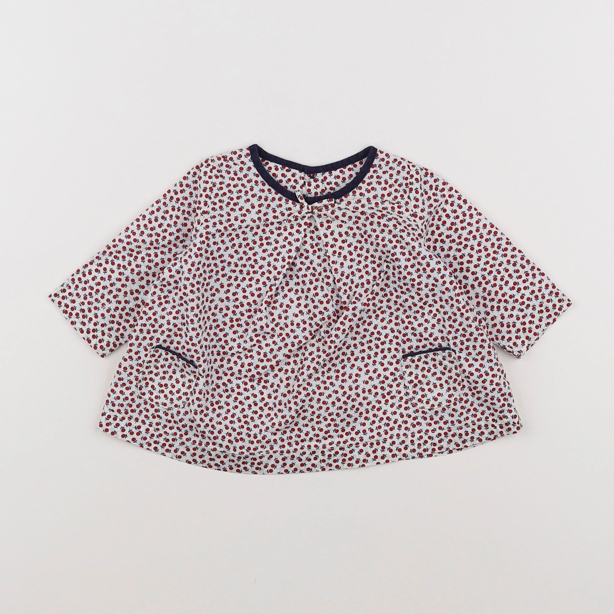 Jacadi - blouse rouge, blanc, bleu - 3 mois