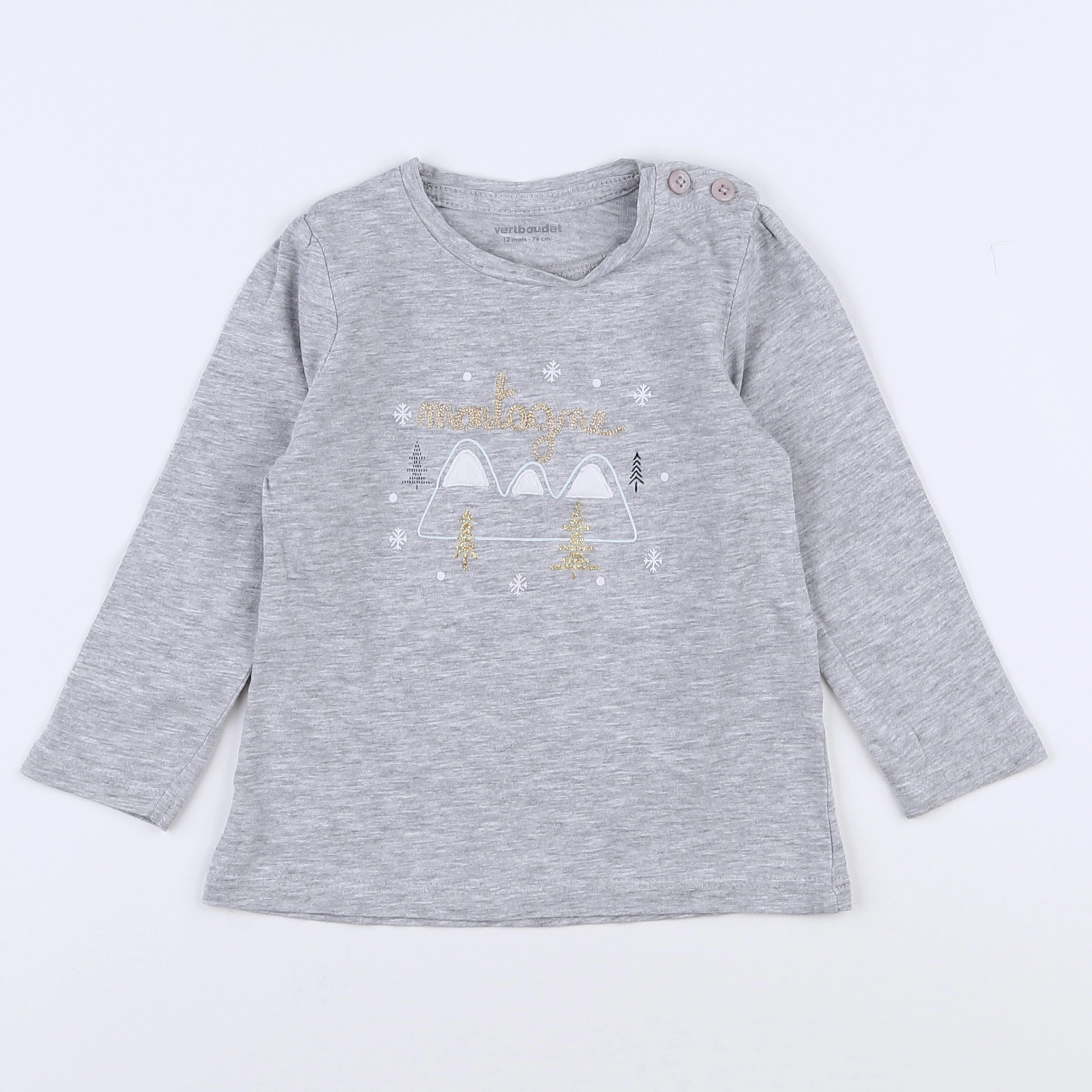 Vertbaudet - tee-shirt gris - 12 mois
