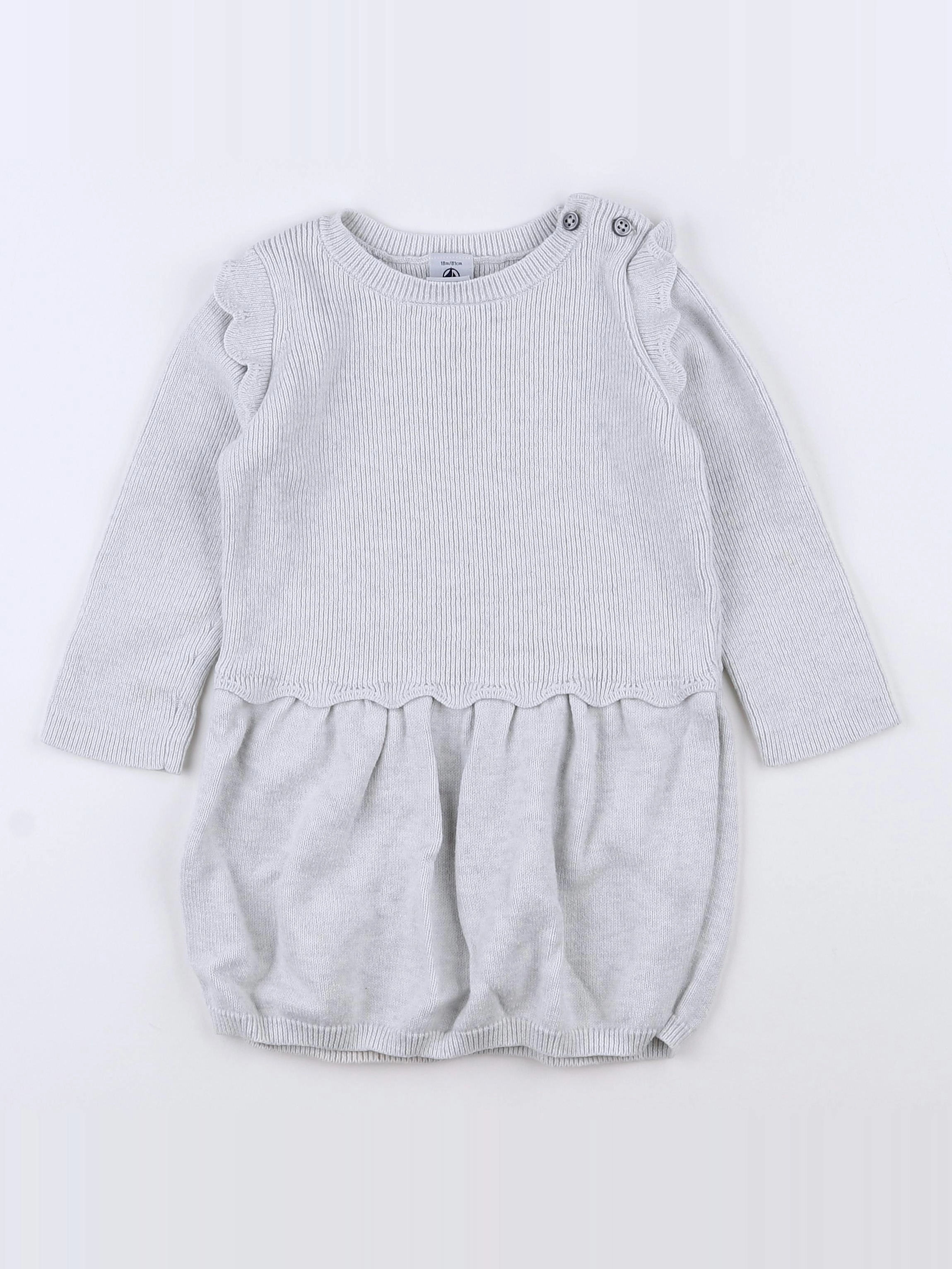 Petit Bateau - robe gris - 18 mois
