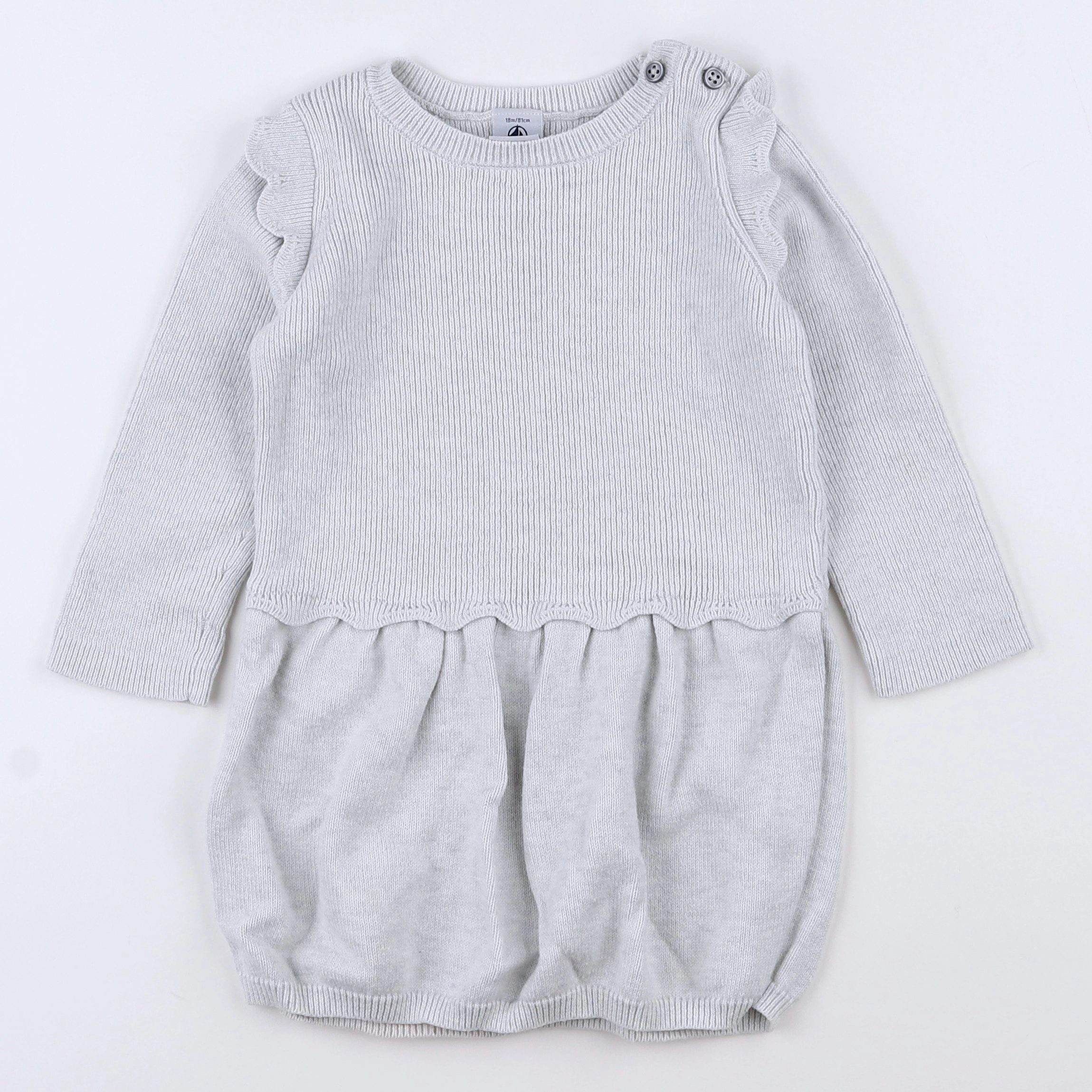 Petit Bateau - robe gris - 18 mois