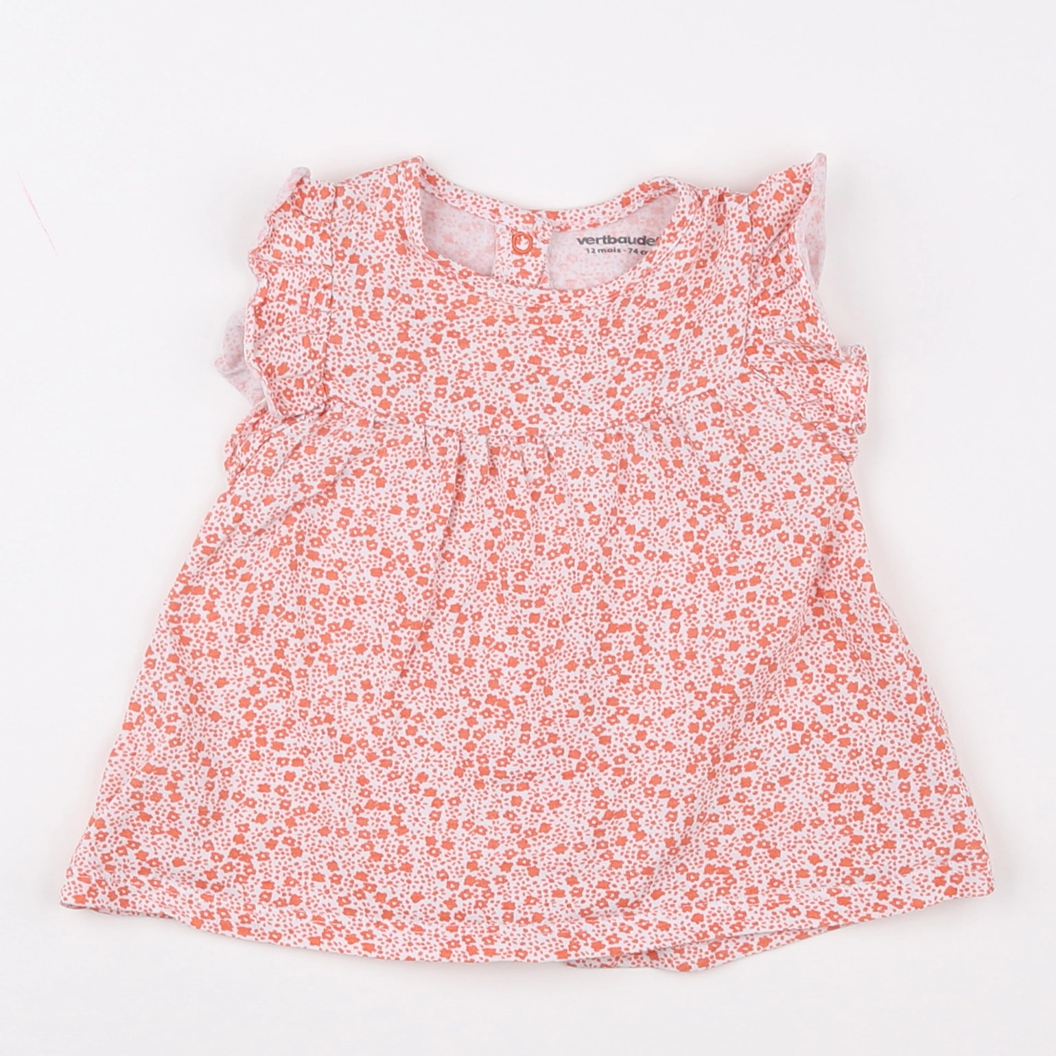Vertbaudet - tee-shirt blanc, orange - 12 mois